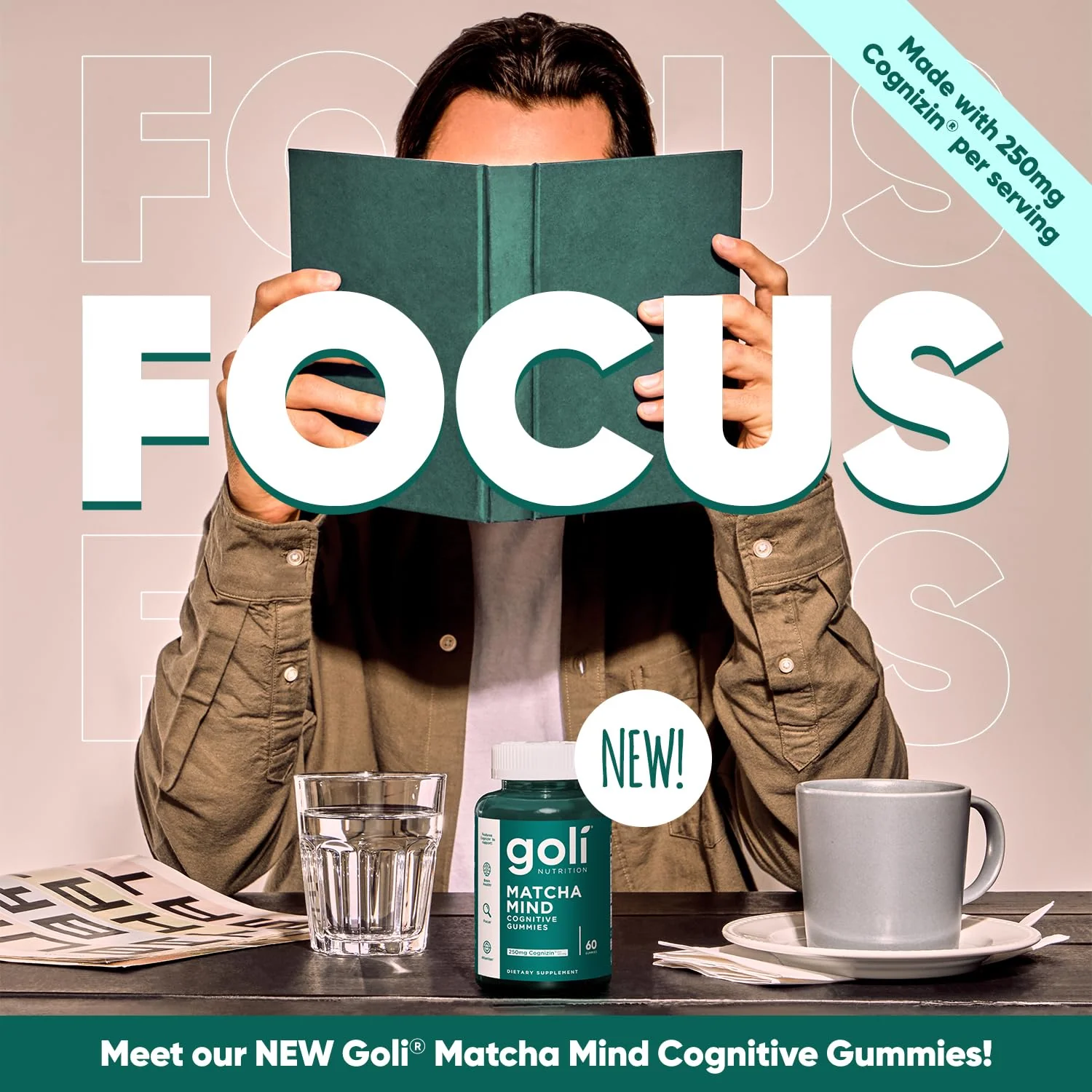 Goli Matcha Mind Gummies – 180 Count | Cognizin for Focus & Brain Health | Vegan, Non-GMO, Gluten-Free - Image 2