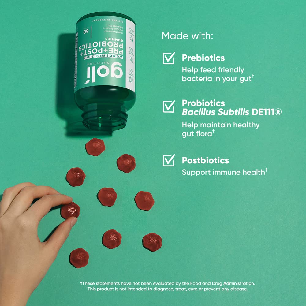 Goli Pre+Post+Probiotics Gummies – 300 Count | Gluten-Free, Vegan, Non-GMO - Image 2