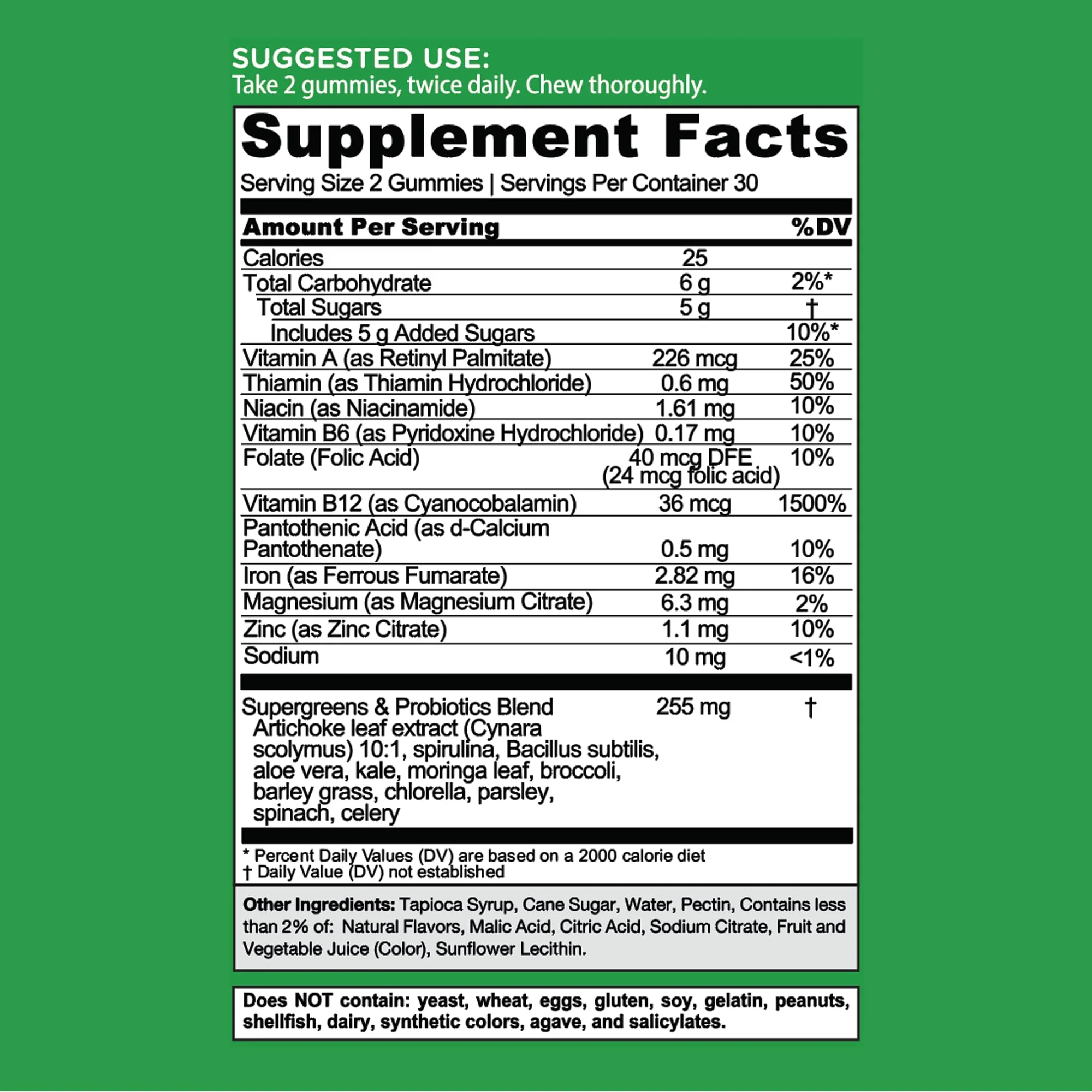 Goli Supergreens Gummies with Probiotics – Artichoke Leaf, Spirulina & Kale | Vegan, Gluten-Free, Non-GMO – 60 Count (5 Pack) - Image 12
