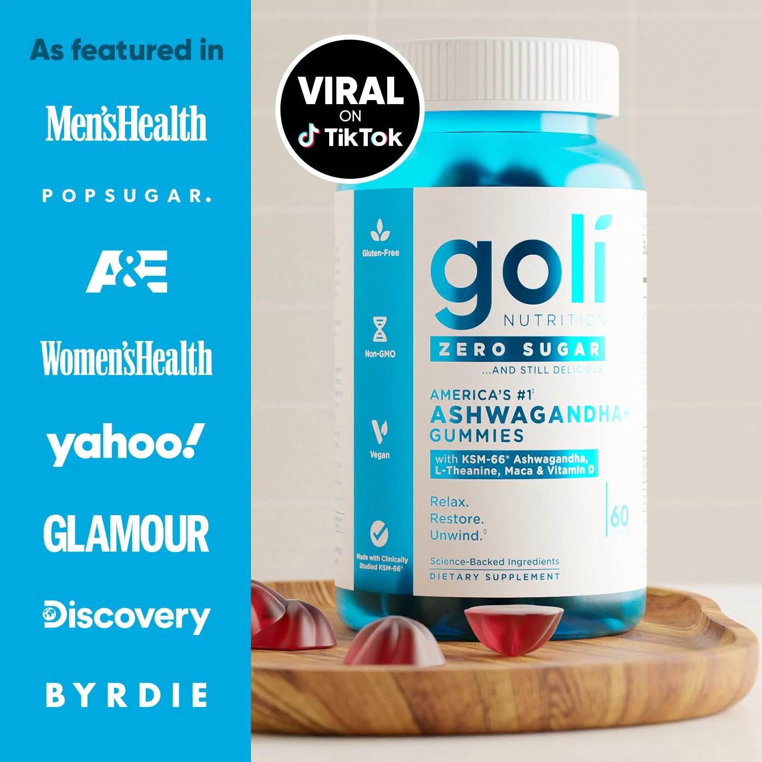 Goli Zero Sugar Ashwagandha Gummies – 3 Pack, 180 Count | KSM-66, L-Theanine, Maca, Vitamin D | Vegan, Keto - Image 15