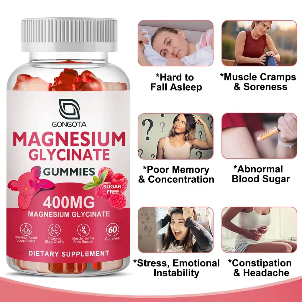GONGOTA Magnesium Glycinate Gummies 400 mg + 100 mg Magnesium Compound with Vitamin D & B6 | Sugar-Free, 180 Gummies - Image 11