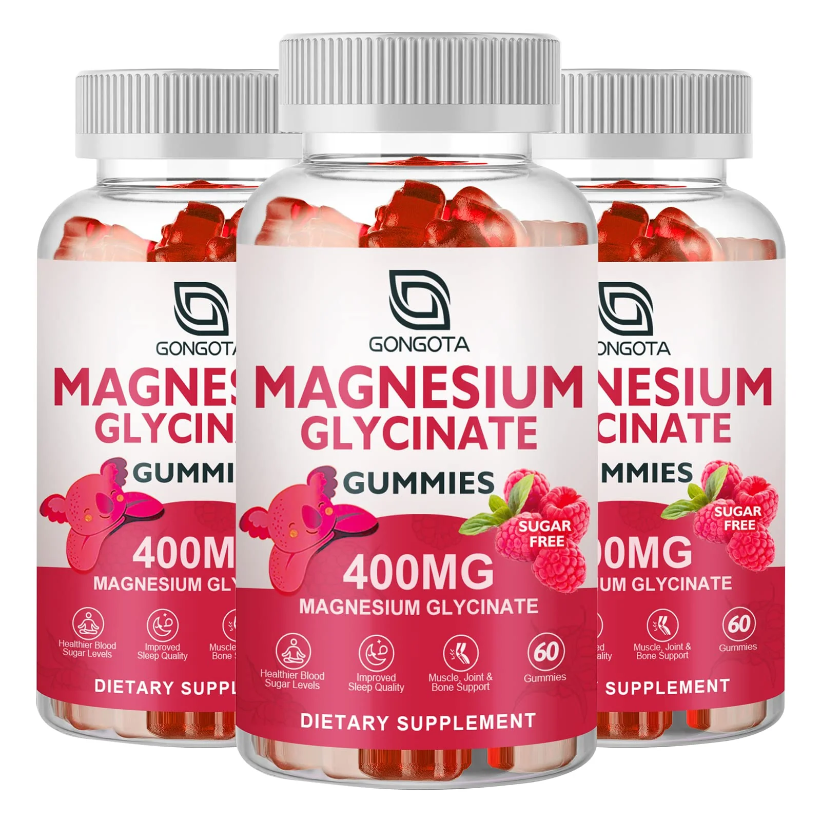 GONGOTA Magnesium Glycinate Gummies 400 mg + 100 mg Magnesium Compound with Vitamin D & B6 | Sugar-Free, 180 Gummies - Image 8