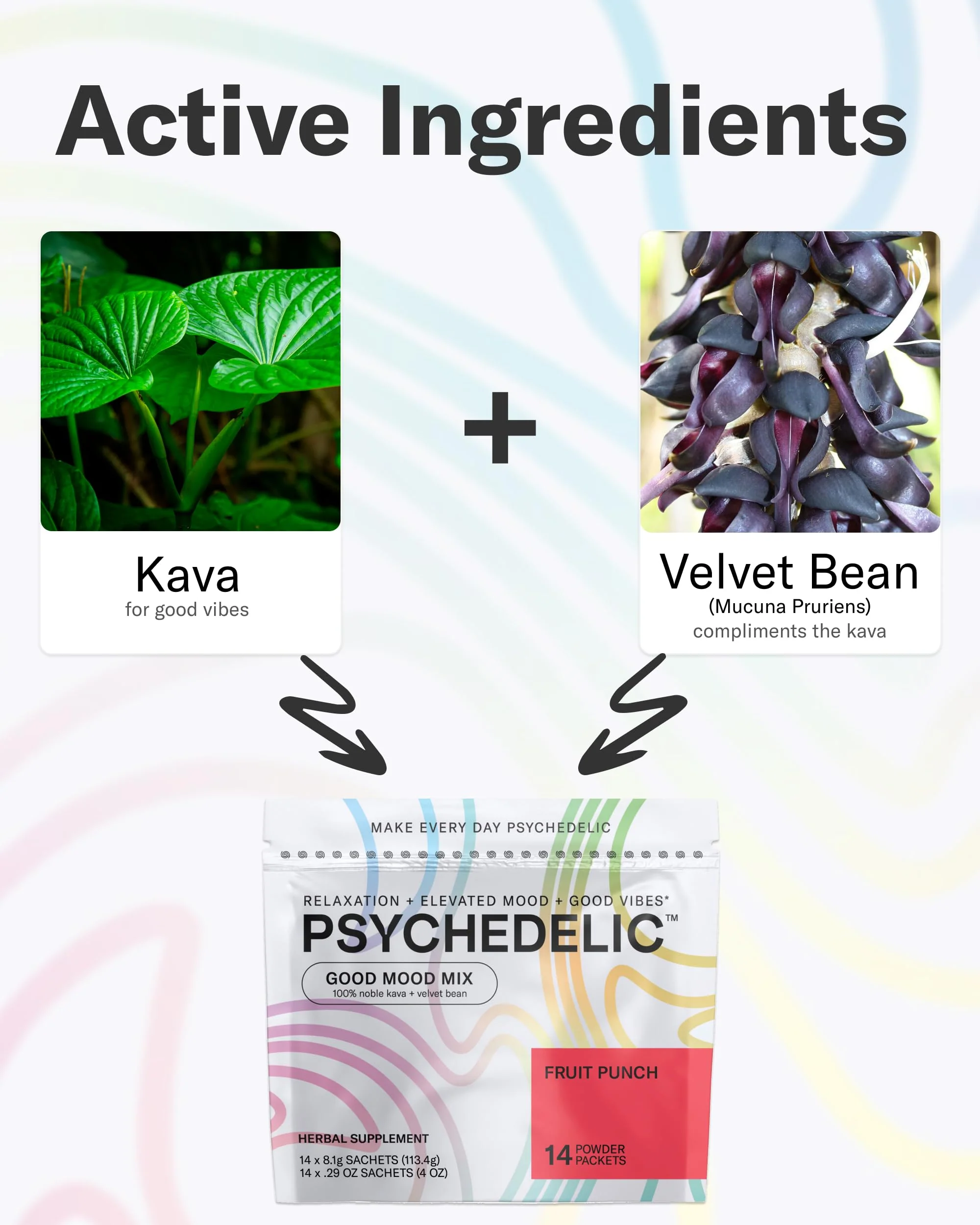 Good Mood Mix Fruit Punch Kava Drink Mix — 14-Stick, Mucuna Pruriens, Stevia - Image 3