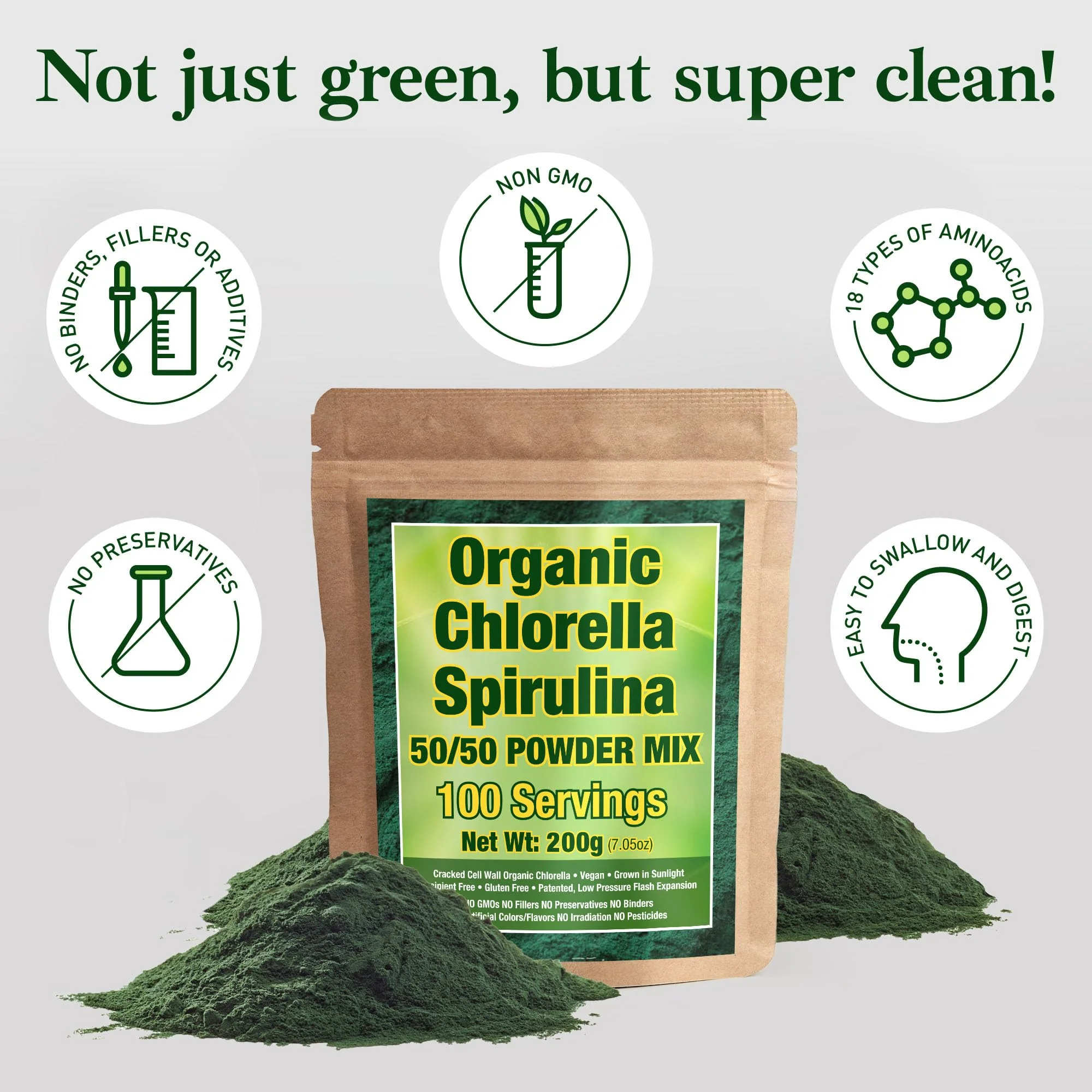 Good Natured Organic Spirulina & Chlorella 50/50 Powder – 3 Month Supply | Vegan & Non-GMO - Image 5