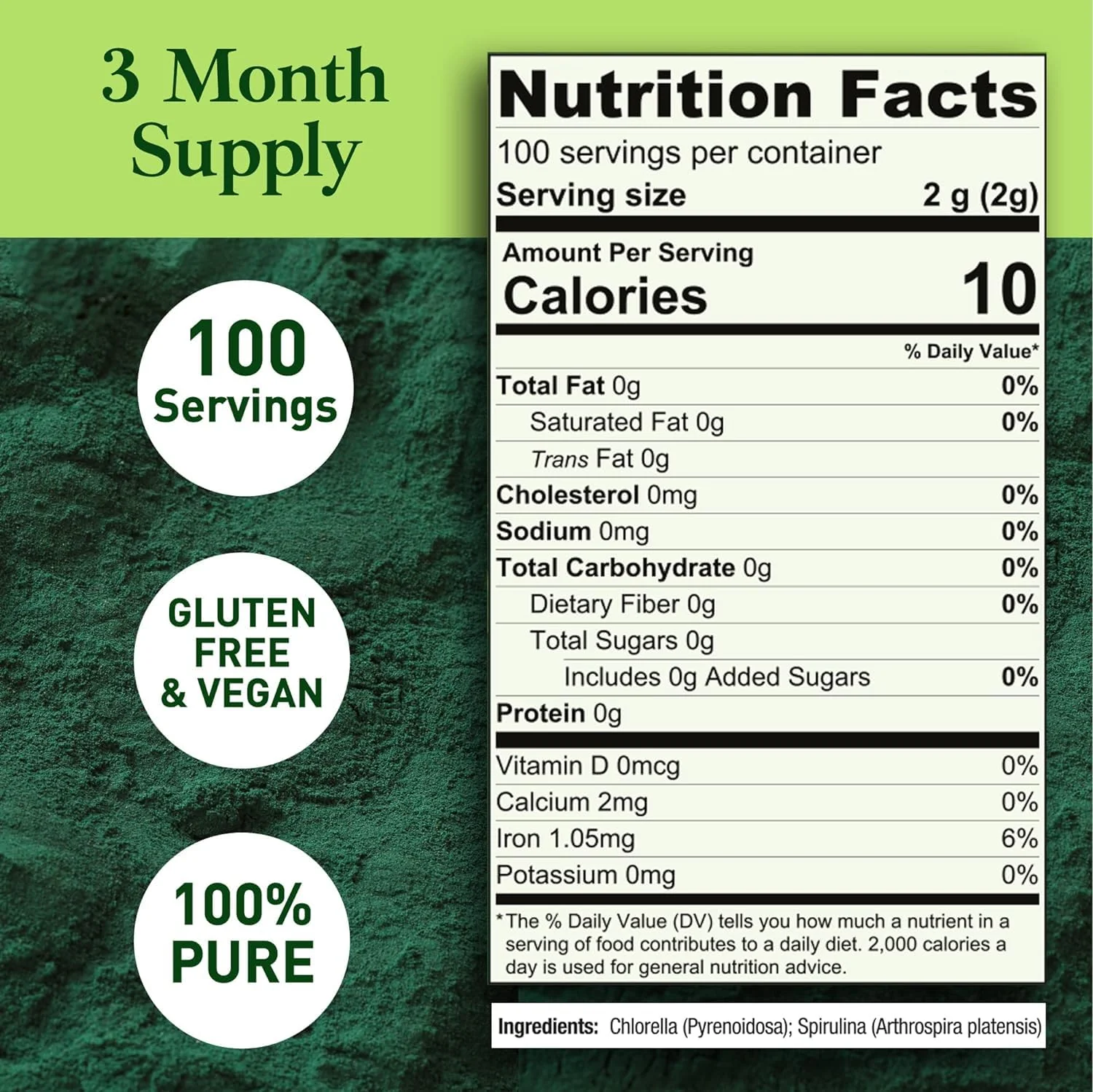 Good Natured Organic Spirulina & Chlorella 50/50 Powder – 3 Month Supply | Vegan & Non-GMO - Image 7