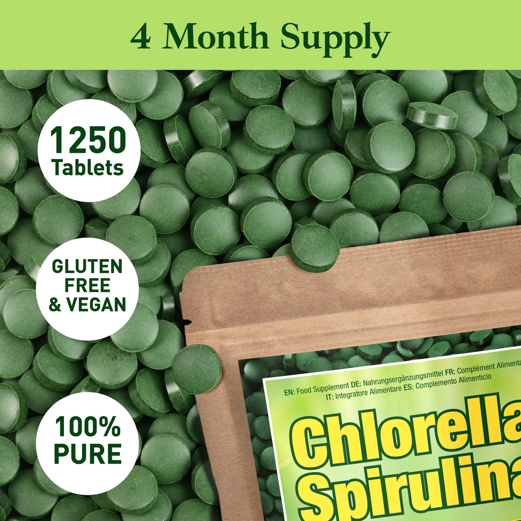 Good Natured Premium Spirulina & Chlorella Capsules | 1,250 Tablets | Non-GMO - Image 4