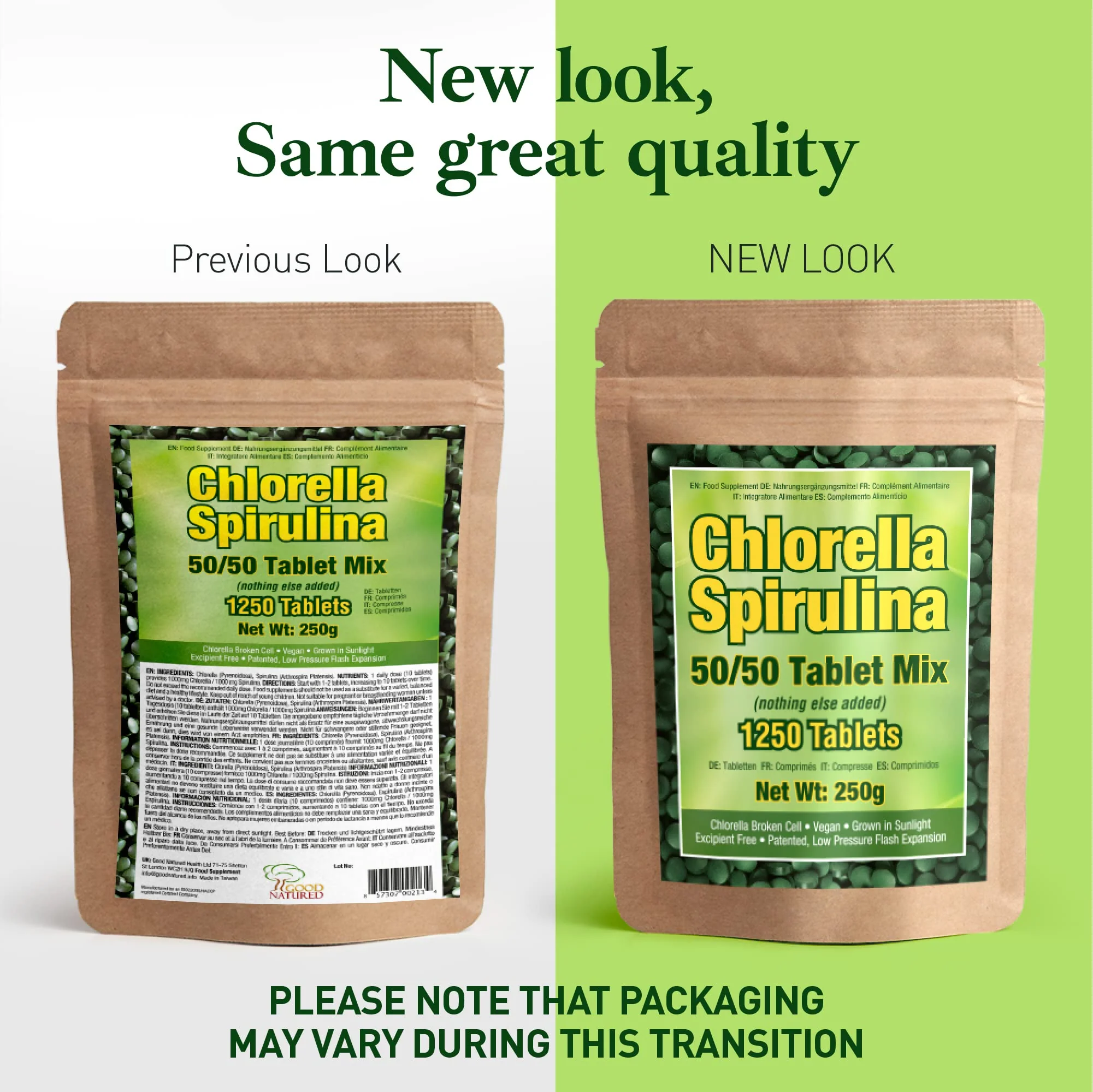 Good Natured Premium Spirulina & Chlorella Capsules | 1,250 Tablets | Non-GMO - Image 6