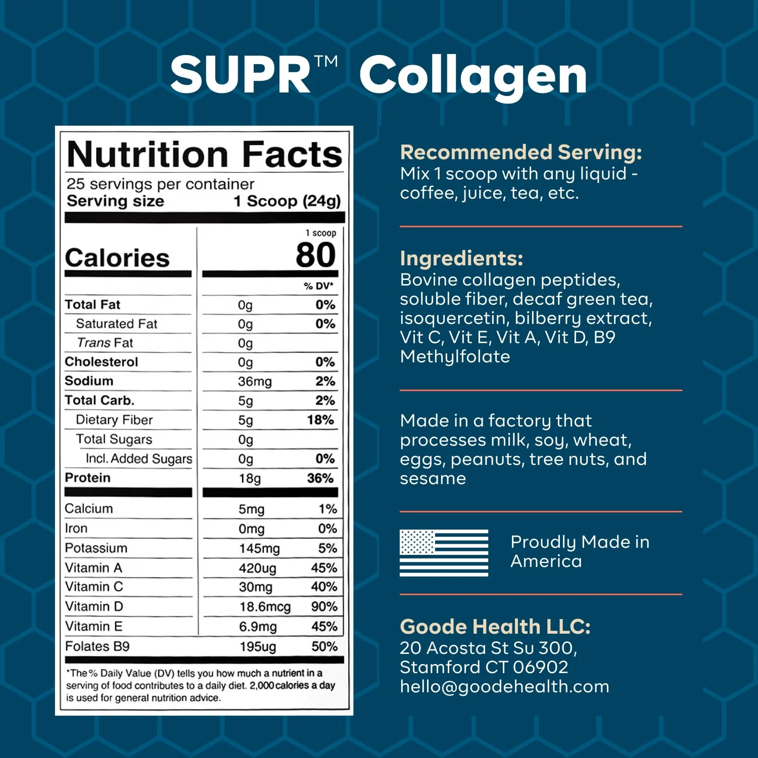Goode Health SUPR Collagen Powder – Unflavored, Easy-Mix with Fiber & Vitamins - Image 2