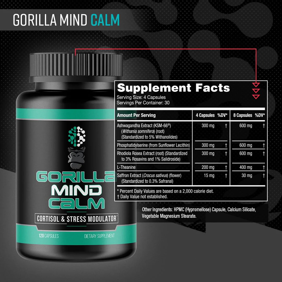 Gorilla Mind Calm (120 Capsules) | Potent Relaxation & Stress Support - Image 2