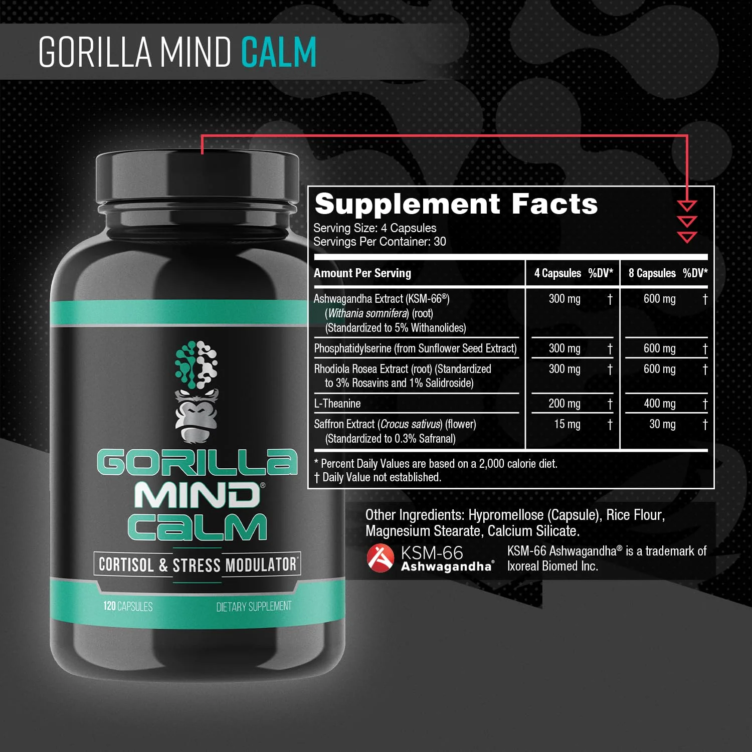 Gorilla Mind Calm (120 Capsules) | Potent Relaxation & Stress Support - Image 7