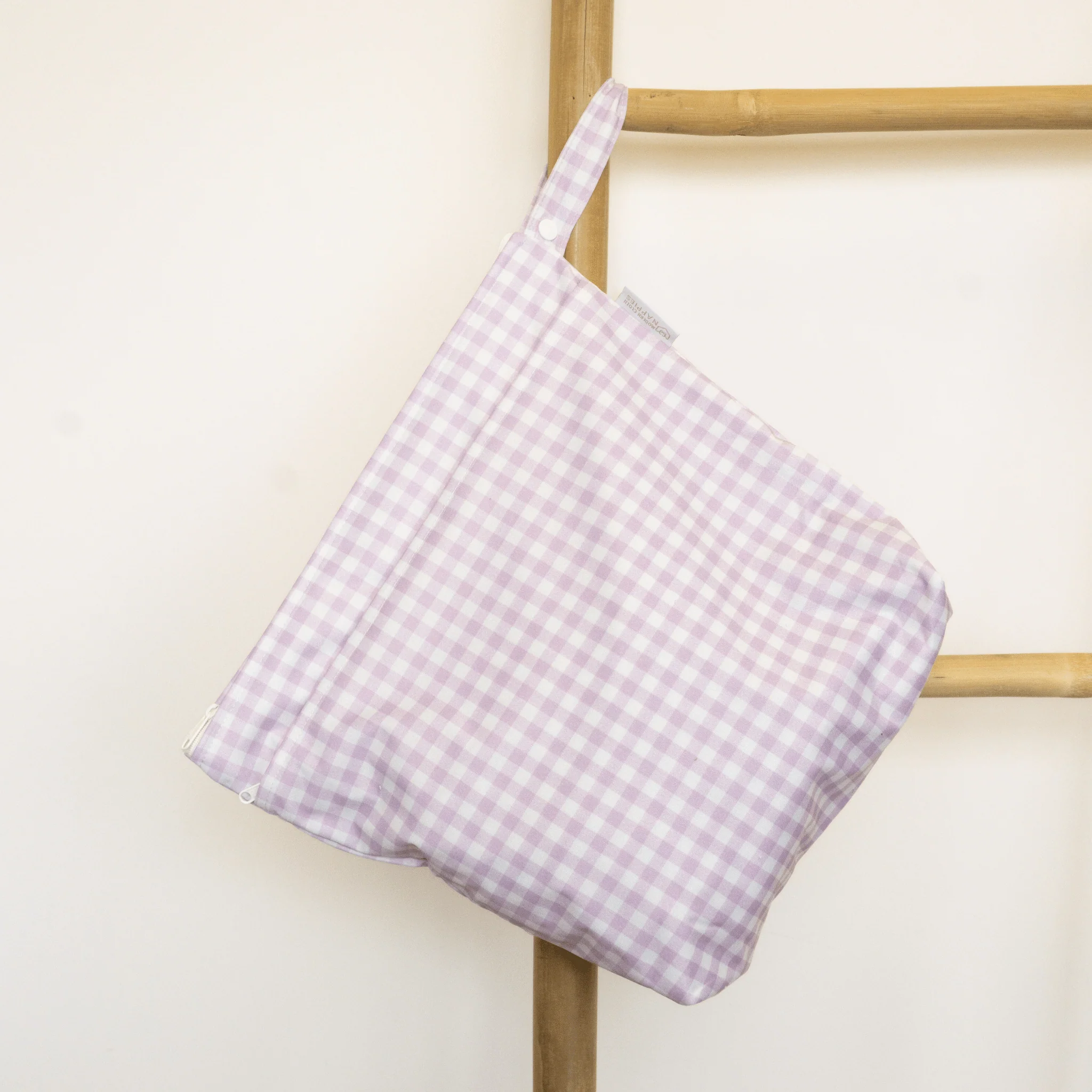 Grab & Go Nappy Wet Bags  With Handle - Lilac Gingham - Image 2