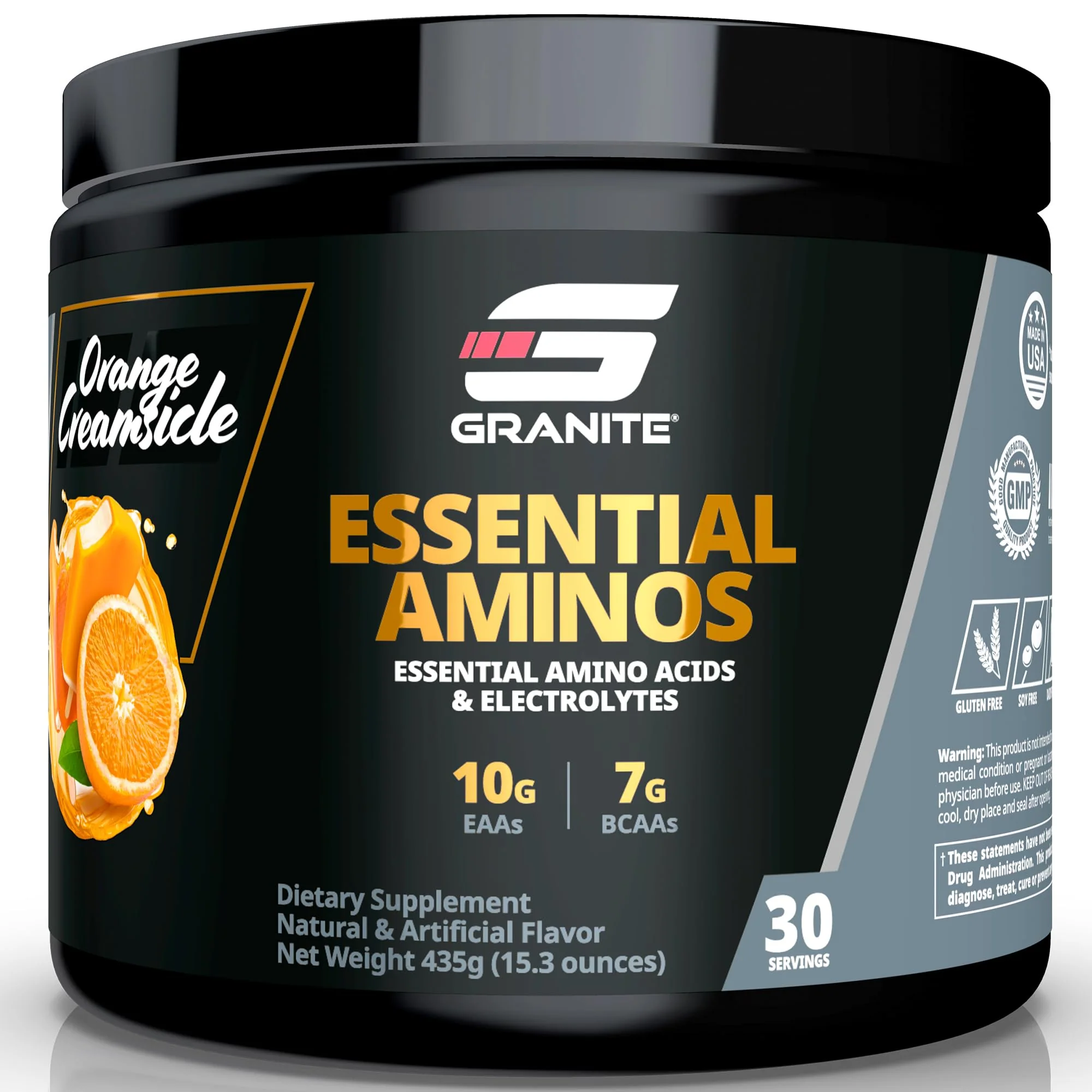 Granite Essentials Amino Acids Powder – 10g EAAs, 7g BCAAs, Orange Creamsicle (Soy & Gluten Free) - Image 9
