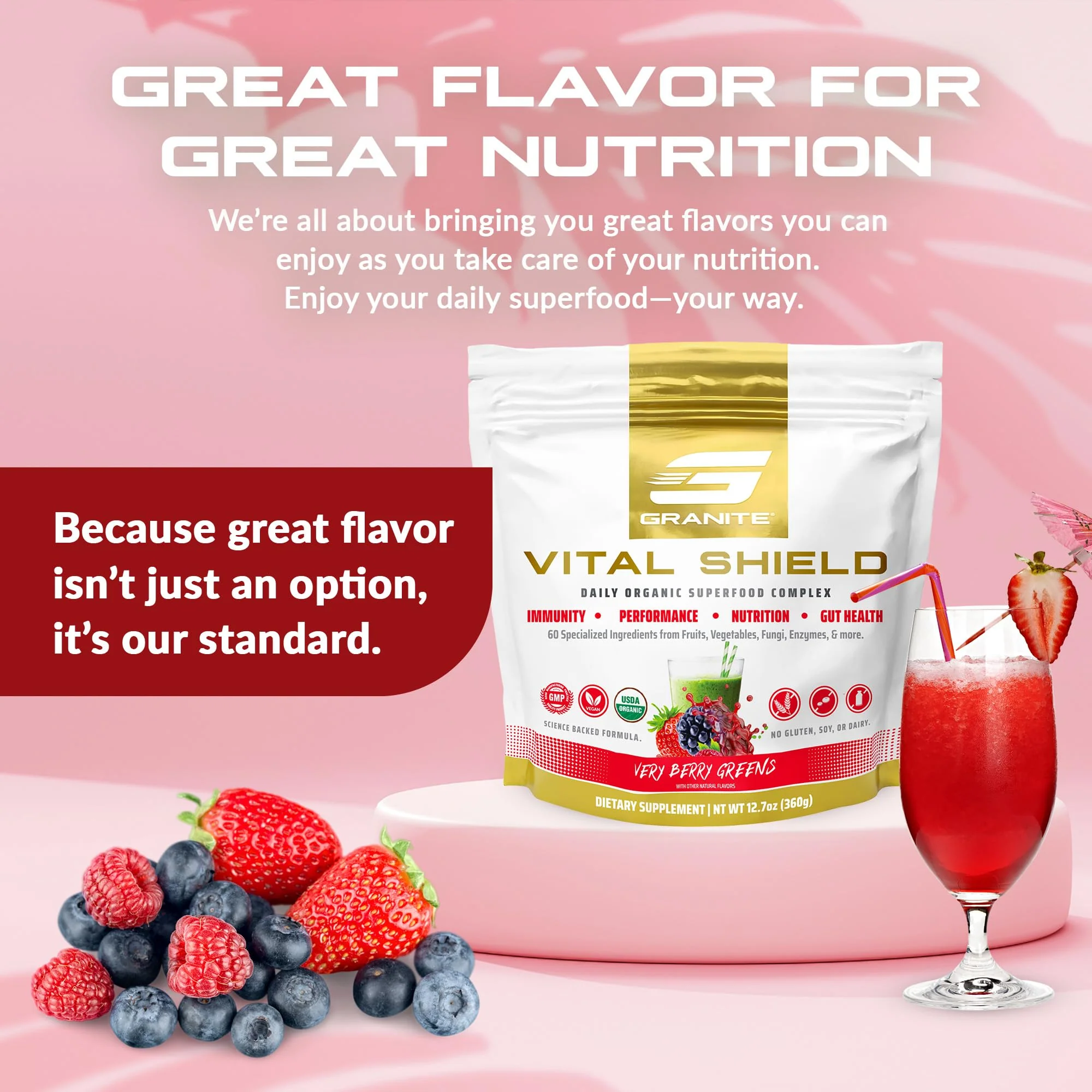 Granite Nutrition Vital Shield – Organic Greens + Tart Cherry (Very Berry) - Image 8