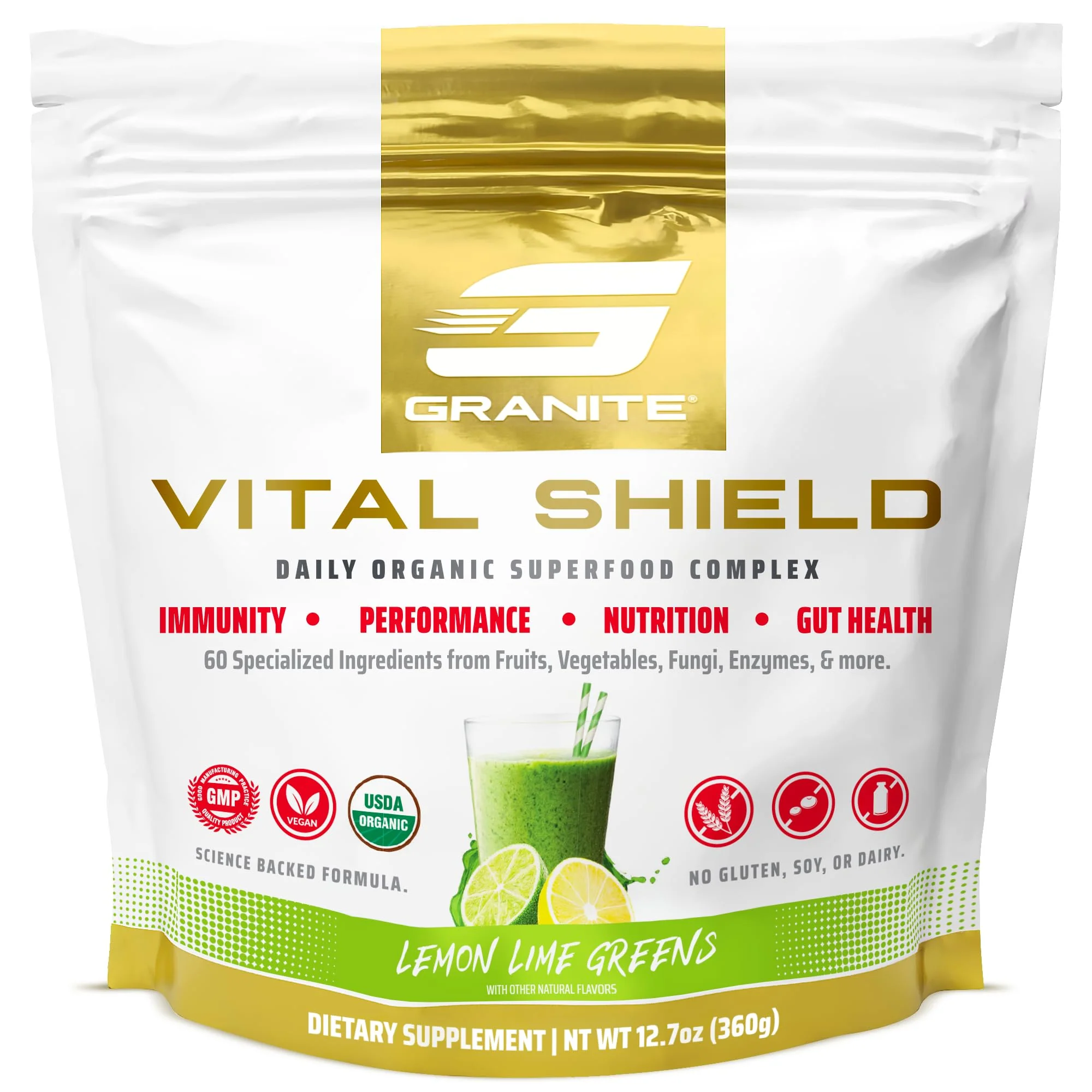 Granite Nutrition Vital Shield – USDA Organic Greens, Mushrooms & Tart Cherry (30 Servings) - Image 9