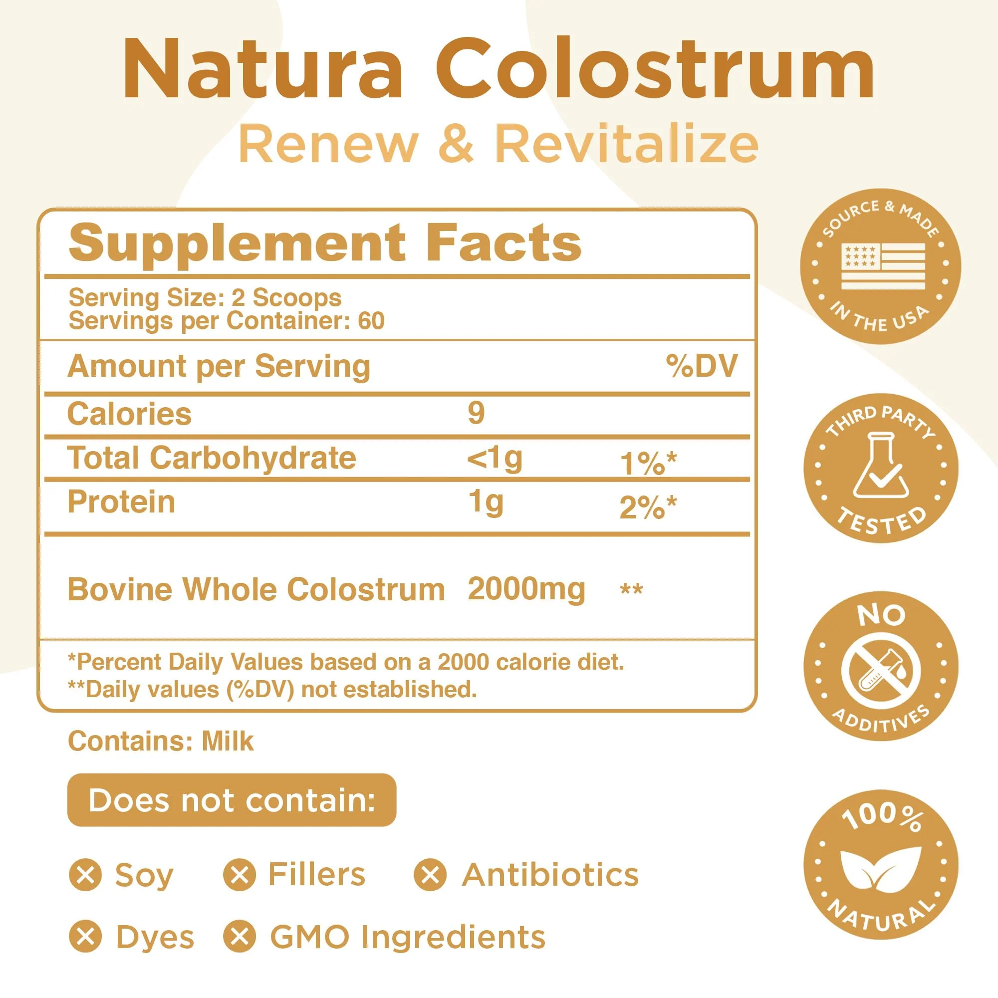 Grass-Fed Bovine Colostrum Powder - 60 Servings | Pure First-Milking IgG 25% | USA Sourced - Image 2
