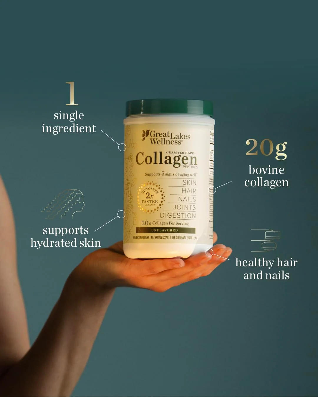 Great Lakes Wellness Collagen Peptides Powder — Unflavored, 20 g per Serving, 4 lb Value Pouch | Keto, Kosher, Non-GMO - Image 13