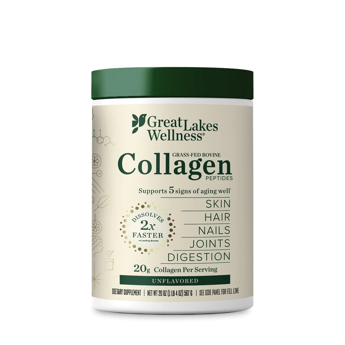 Great Lakes Wellness Collagen Peptides Powder – Unflavored, 20 oz | Skin, Hair, Nails, Joints & Digestion - Image 7