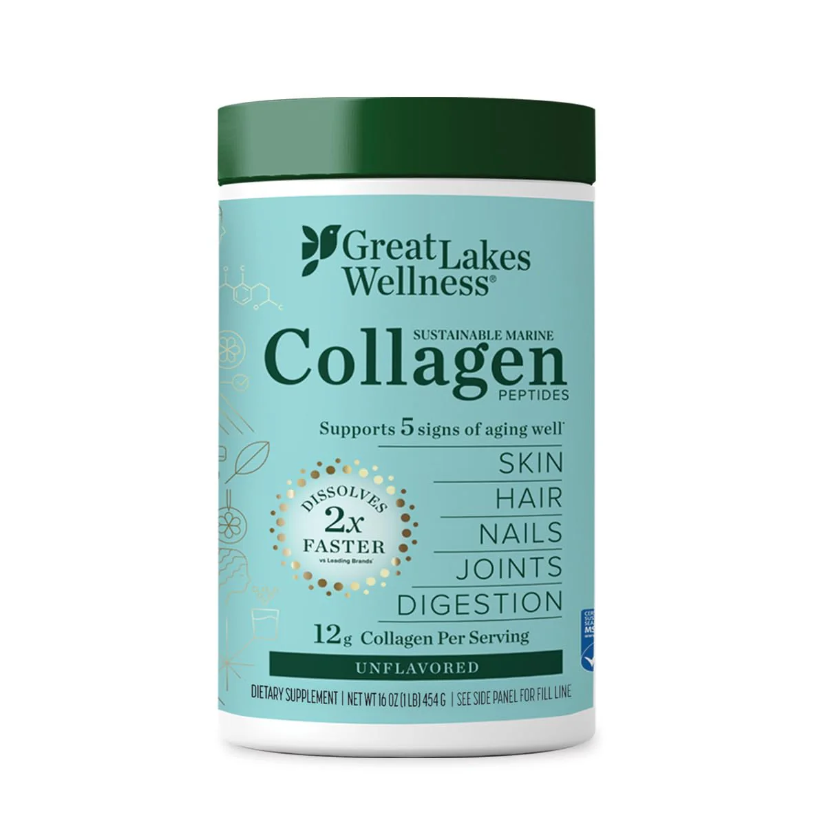 Great Lakes Wellness Marine Collagen Peptides Powder – Unflavored, 16 oz (Wild-Caught, MSC Certified) - Image 10