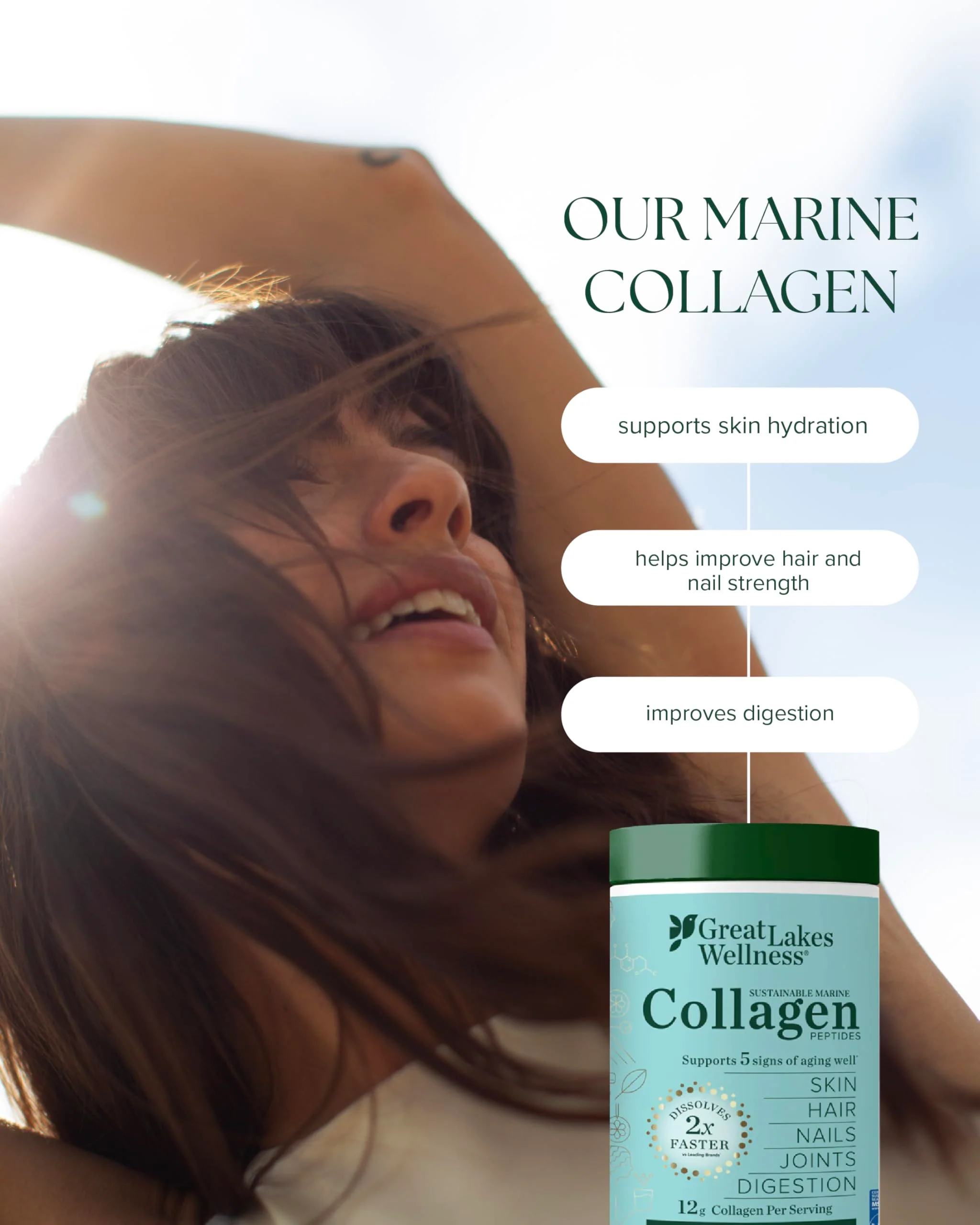 Great Lakes Wellness Marine Collagen Peptides Powder – Unflavored, 16 oz (Wild-Caught, MSC Certified) - Image 4