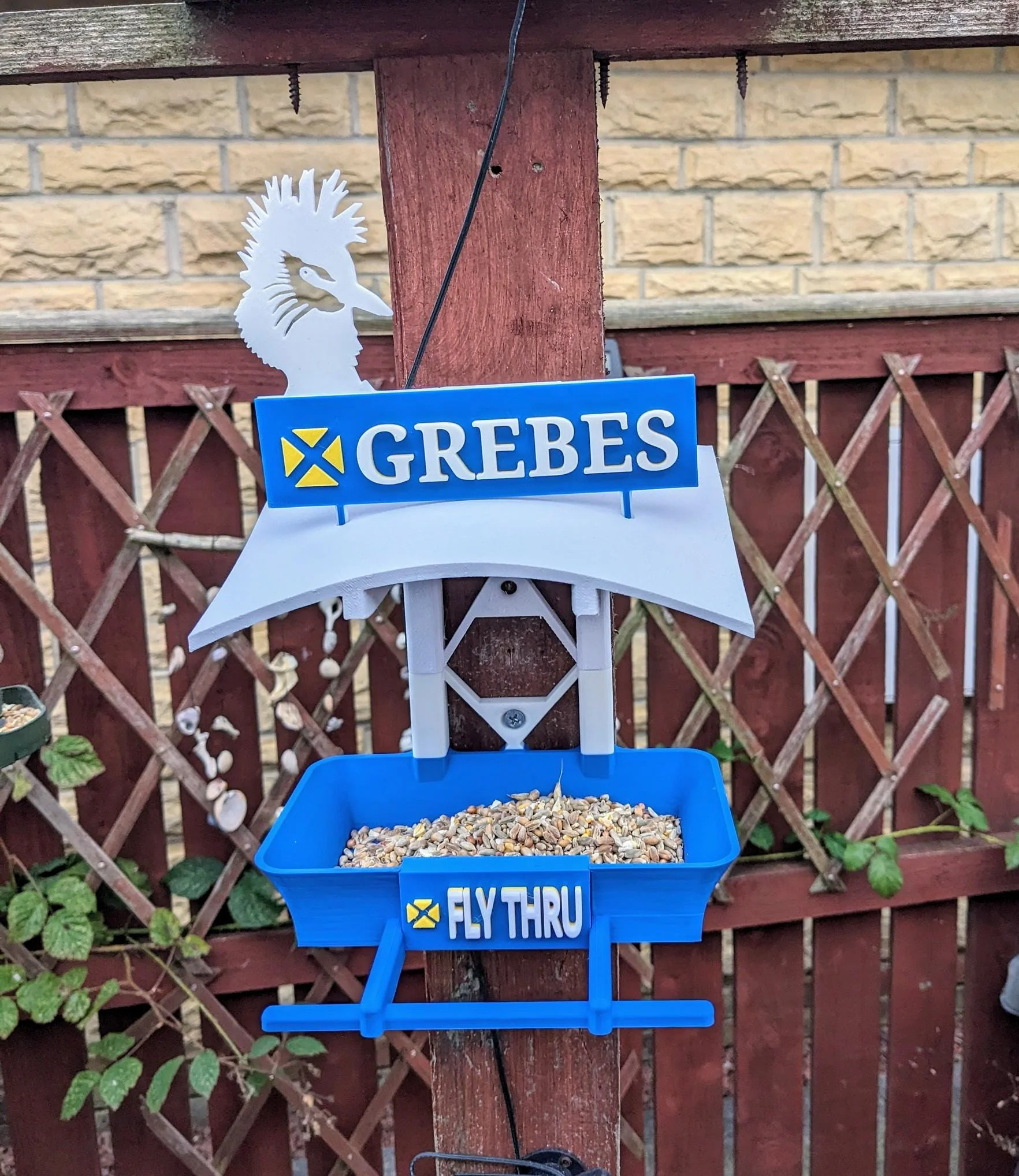 Grebes Garden Bird Feeding Station -  Garden bird seed feeder quirky outdoor Decor - Wild Bird Food table - sparrow blue tit blackbird - Image 2