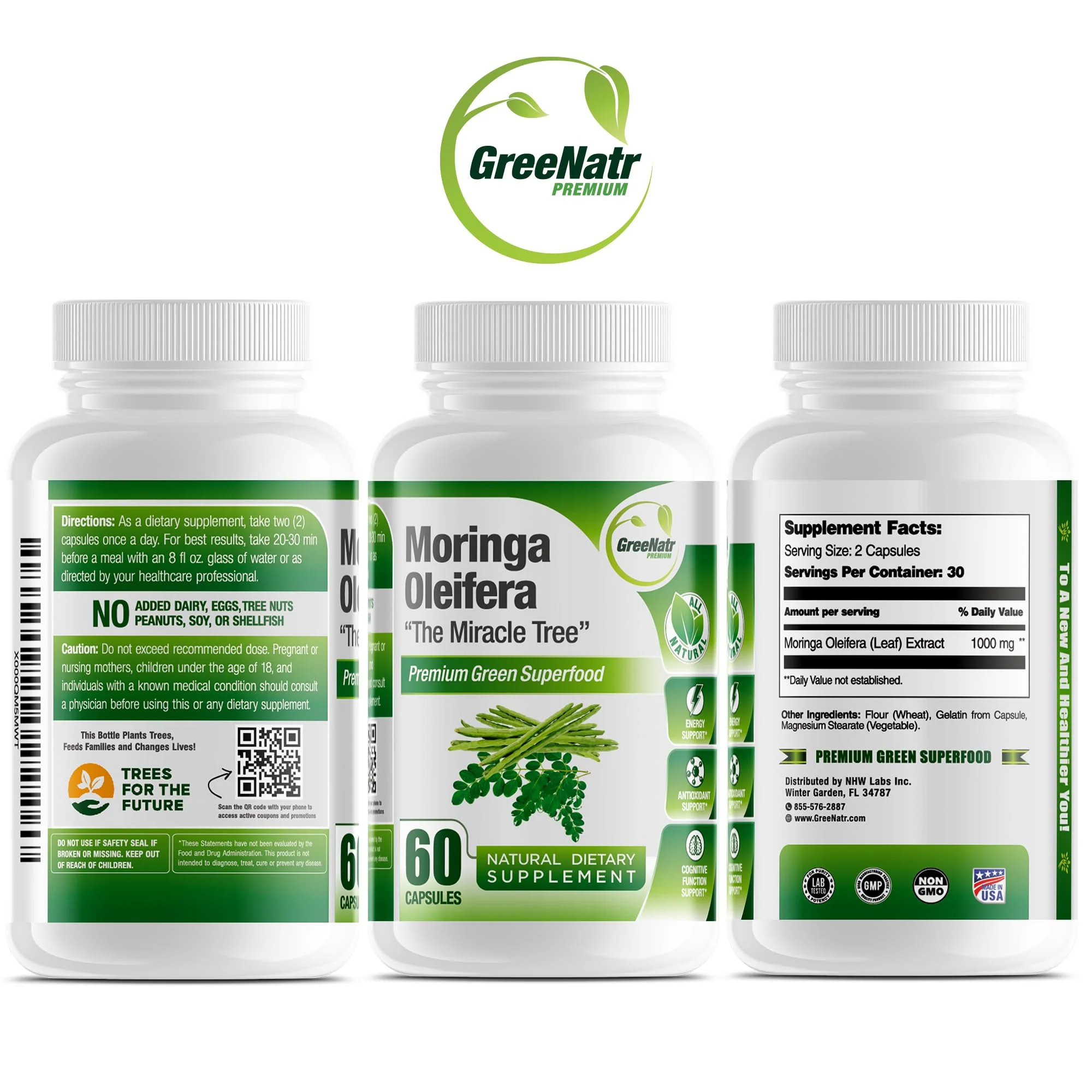 GreeNatr Pure Moringa Oleifera Capsule 1000 mg | Natural Energy & Focus | Premium Green Superfood (3 Bottles) - Image 18