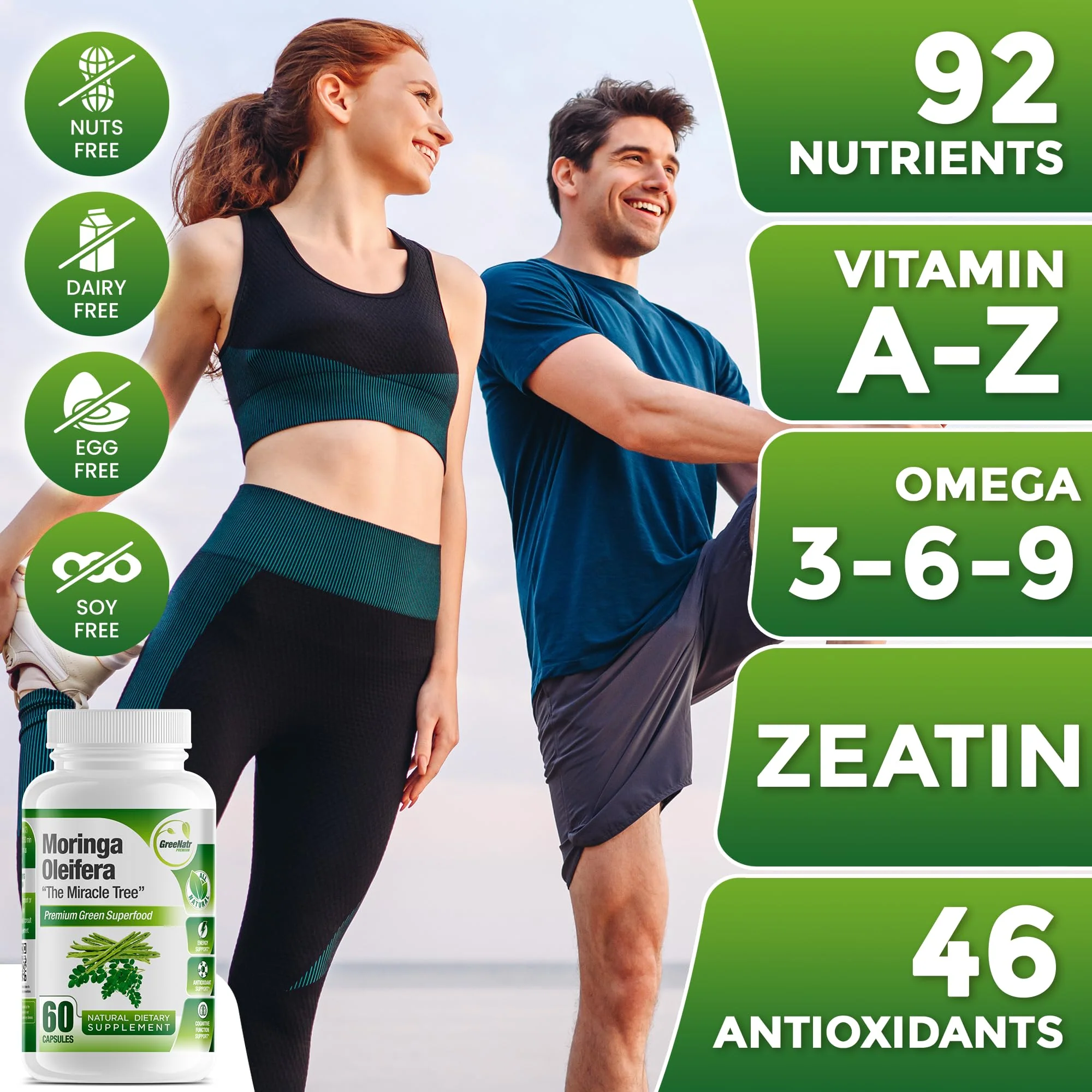 GreeNatr Pure Moringa Oleifera Capsule 1000 mg | Natural Energy & Focus | Premium Green Superfood (3 Bottles) - Image 8
