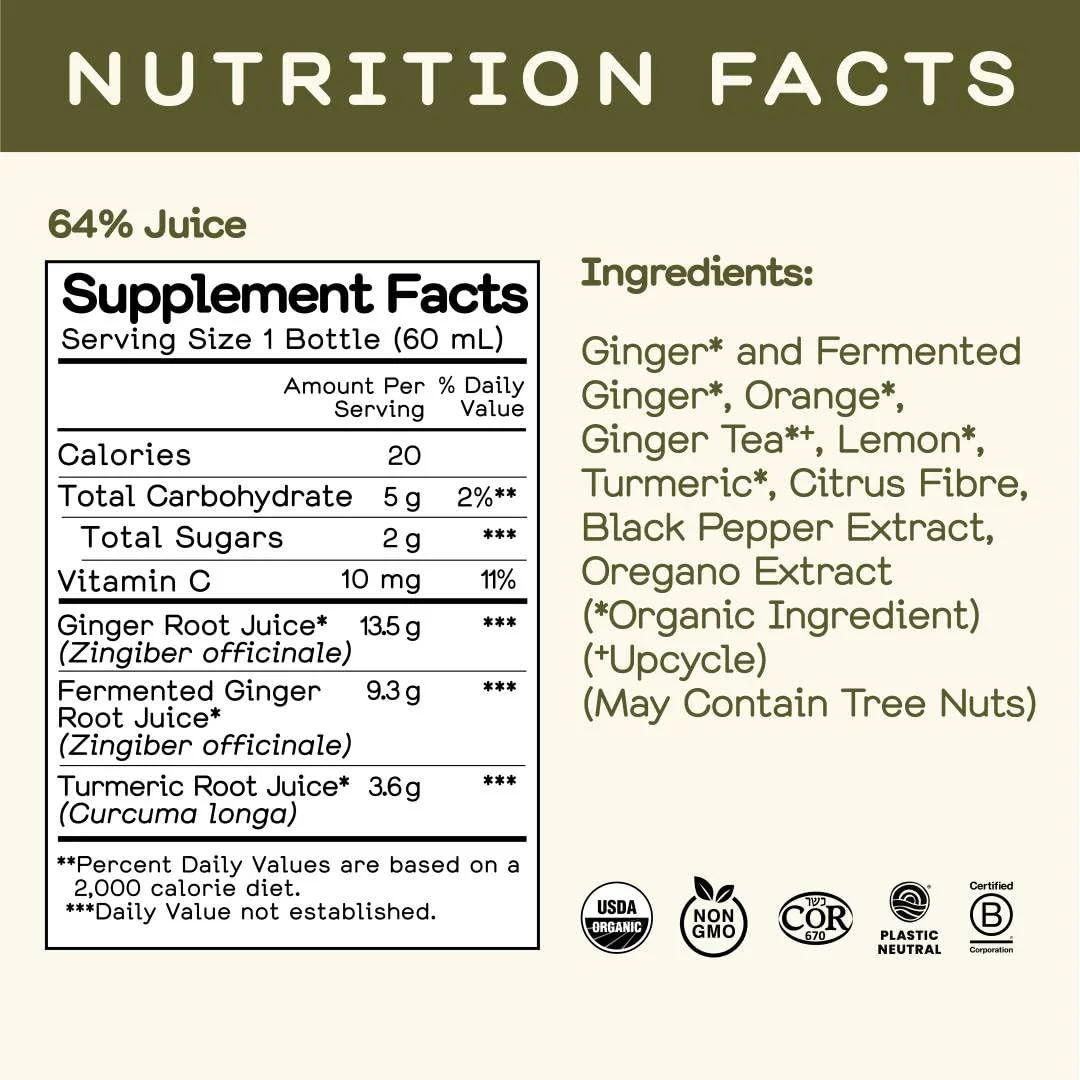 Greenhouse Juice Co. Fiery Ginger & Turmeric Wellness Shot – Immune Support, Vegan & Gluten-Free, 12-Count 60ml Glass Bottles - Image 4