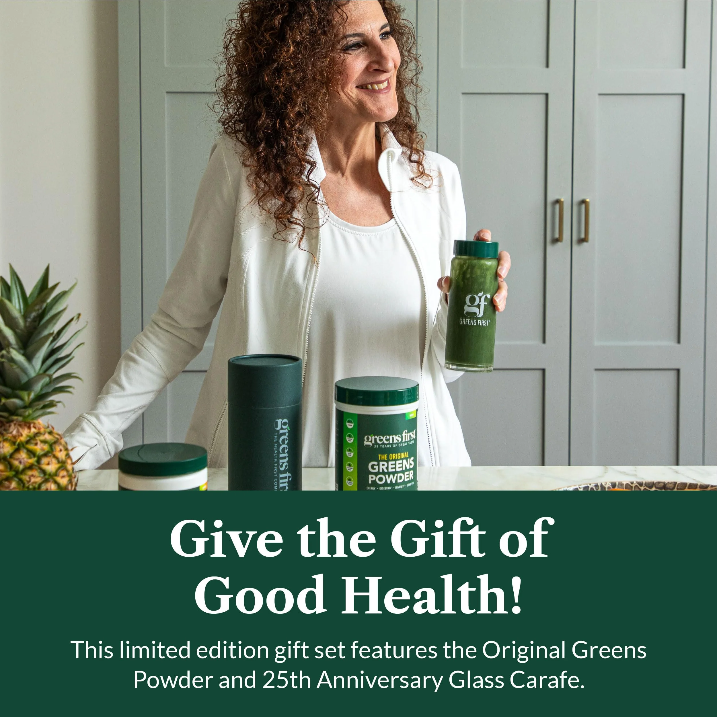Greens First Gift Set - Limited Edition 25th Anniversary Glass Carafe & Mint Greens Powder (49 Superfoods) - Image 6