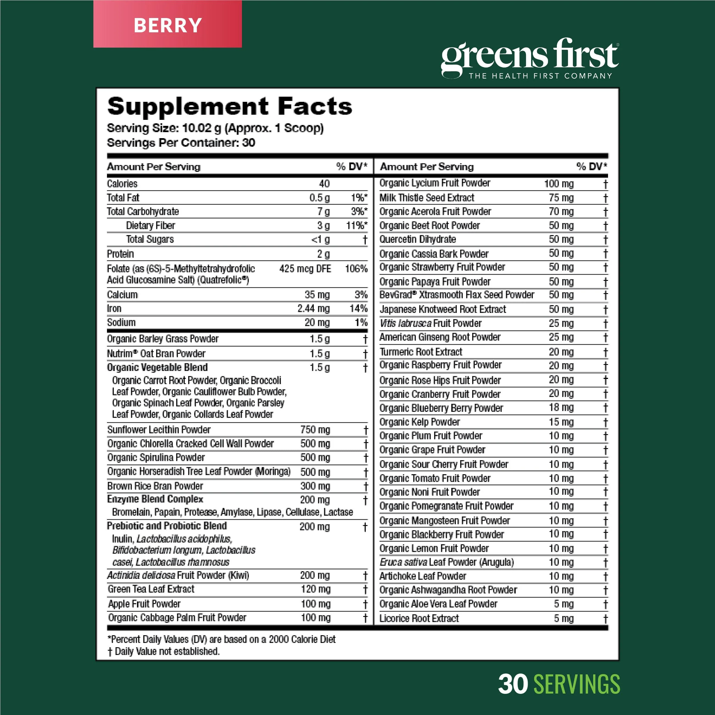 Greens First Original Greens Powder - 49 Superfoods, Berry, 30 Servings - Image 9