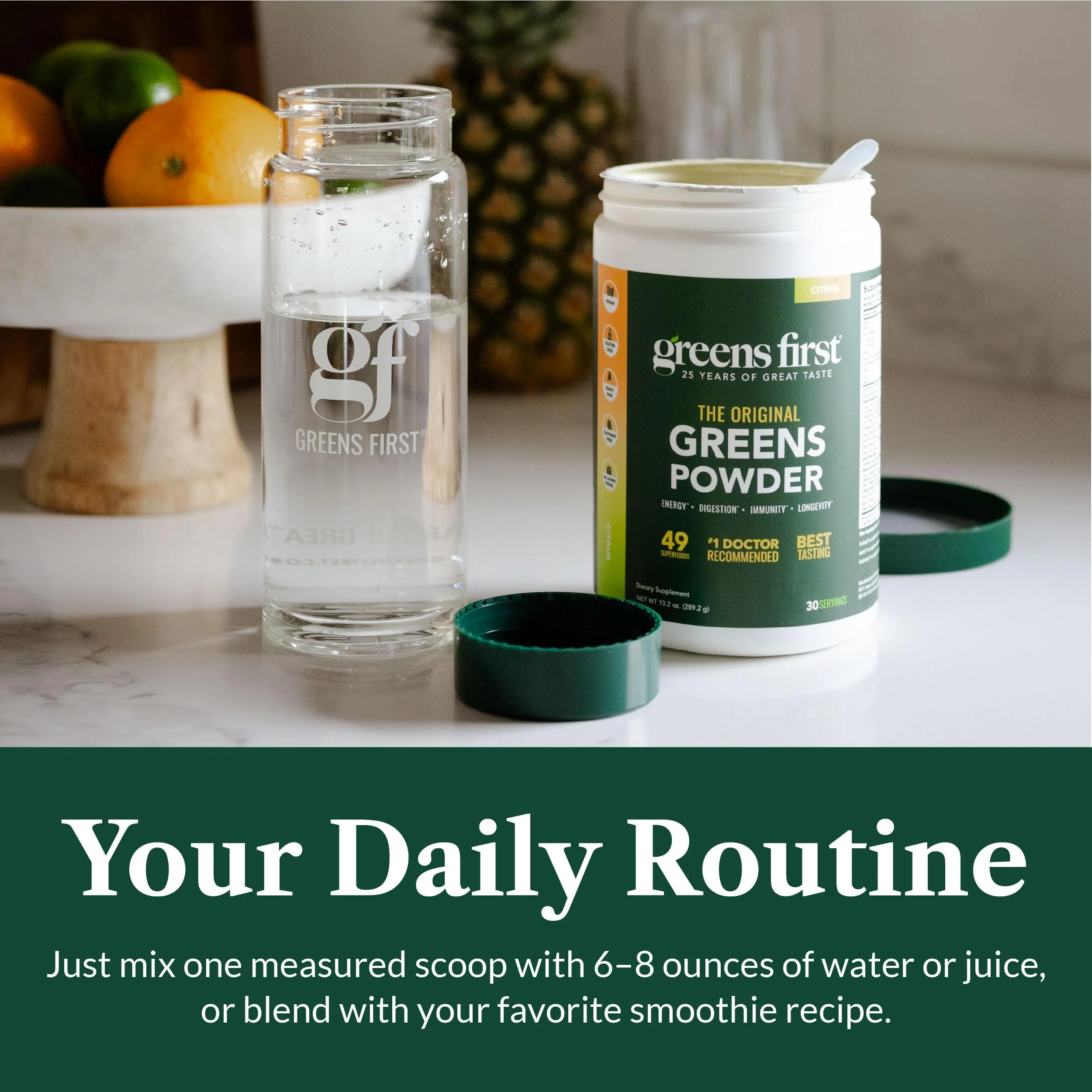 Greens First Original Greens Powder - 49 Superfoods, Prebiotics & Probiotics, Citrus, 30 Servings - Image 7