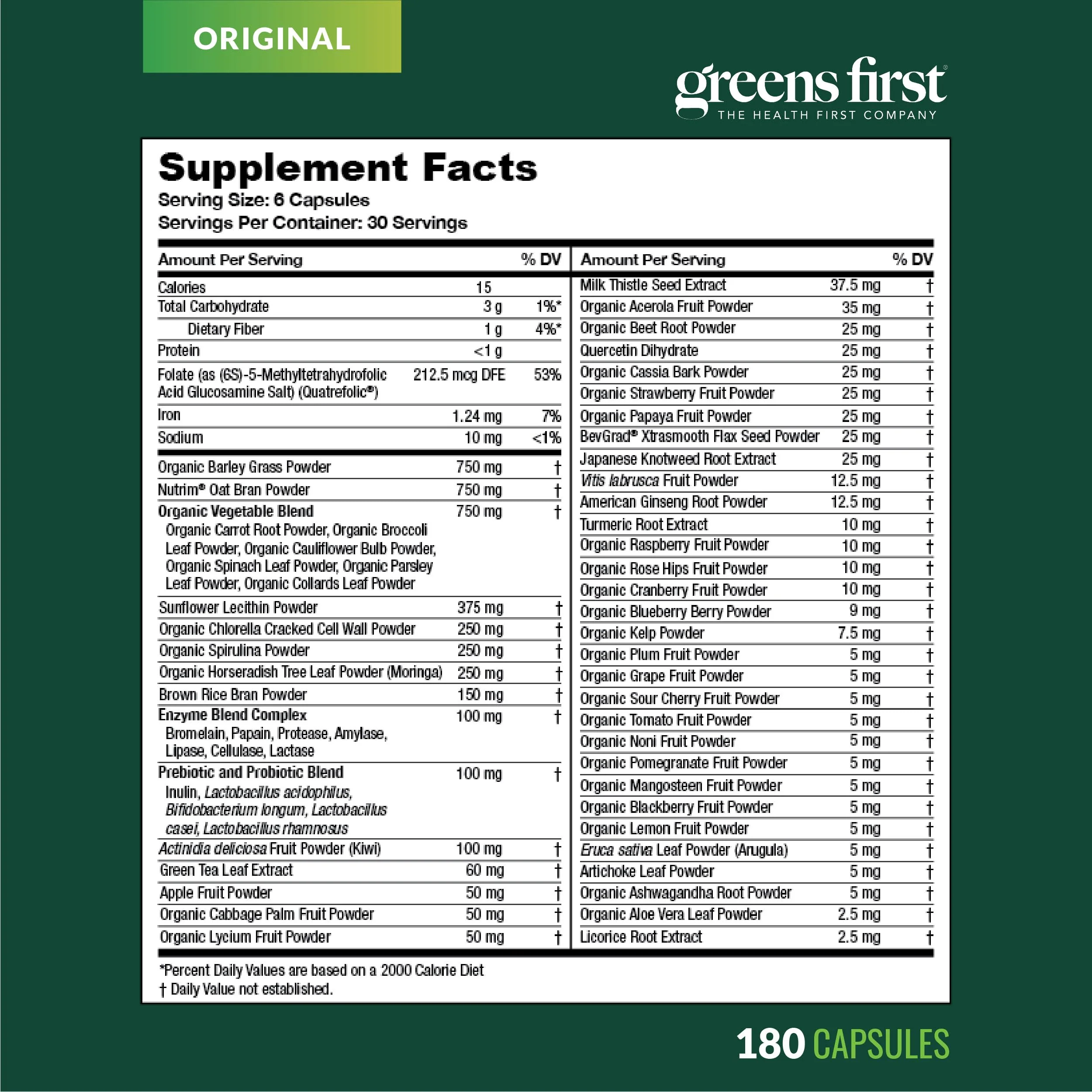 Greens First Phytonutrient Capsules – 54 Superfoods, Organic Fruits & Veggies, Probiotics & Digestive Enzymes – 180 Capsules - Image 11