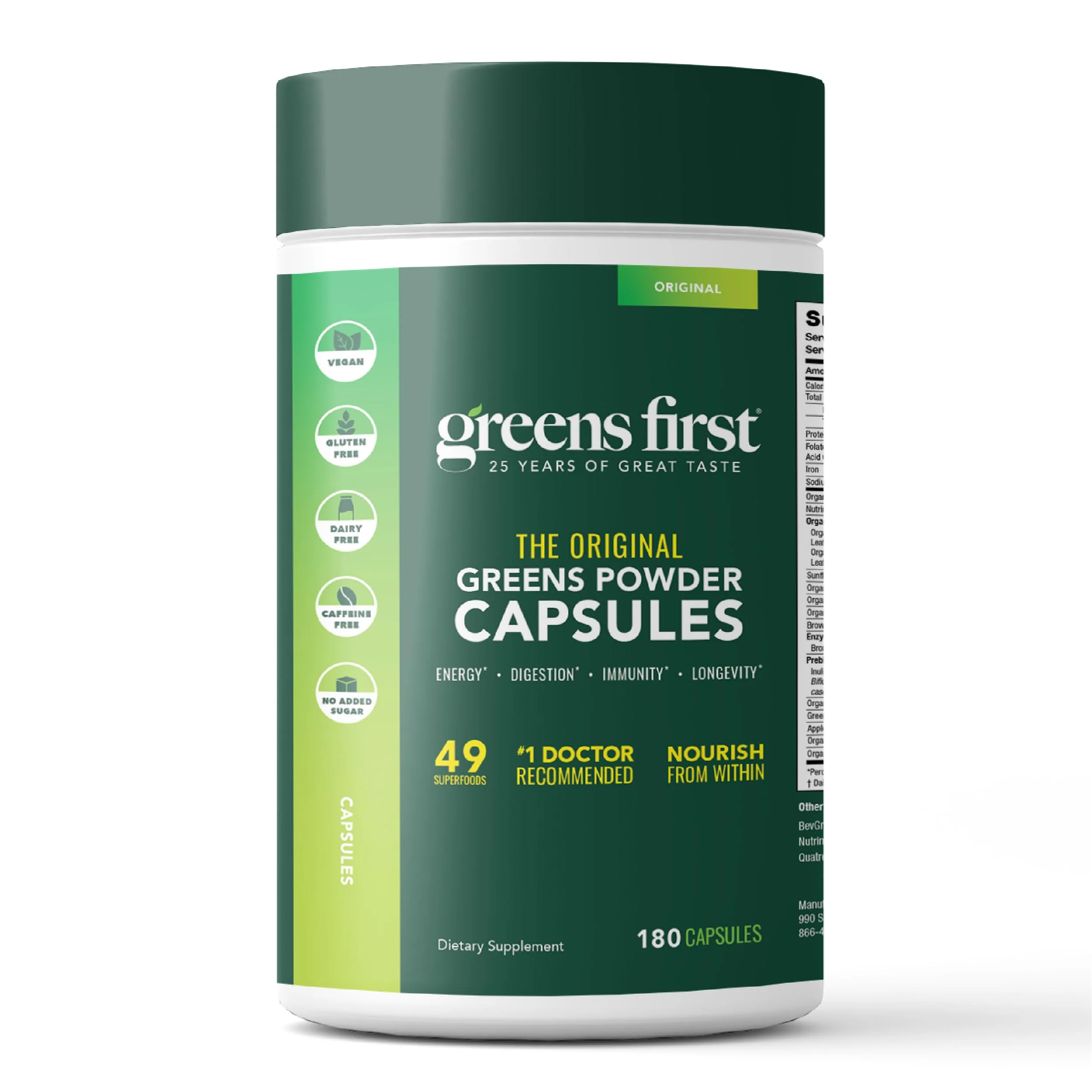 Greens First Phytonutrient Capsules – 54 Superfoods, Organic Fruits & Veggies, Probiotics & Digestive Enzymes – 180 Capsules - Image 8