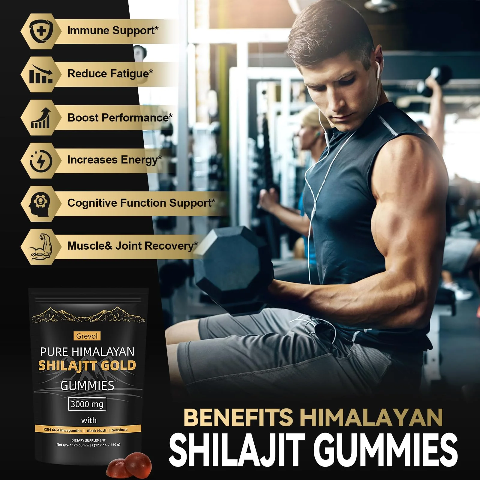 Grevol Himalayan Shilajit Gummies with Ashwagandha & Fulvic Acid – 120 Gummies - Image 13