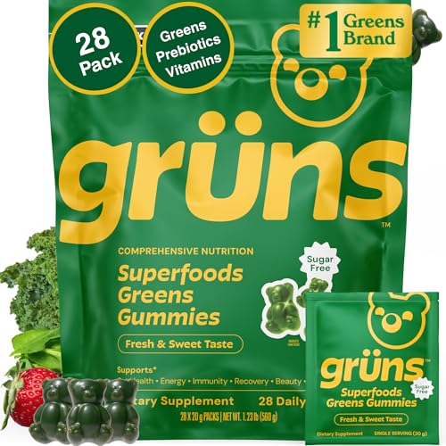 Grüns Adult Sugar-Free Super Greens Gummies – Multivitamin with 60+ Ingredients, 28 Daily Packets - Image 10