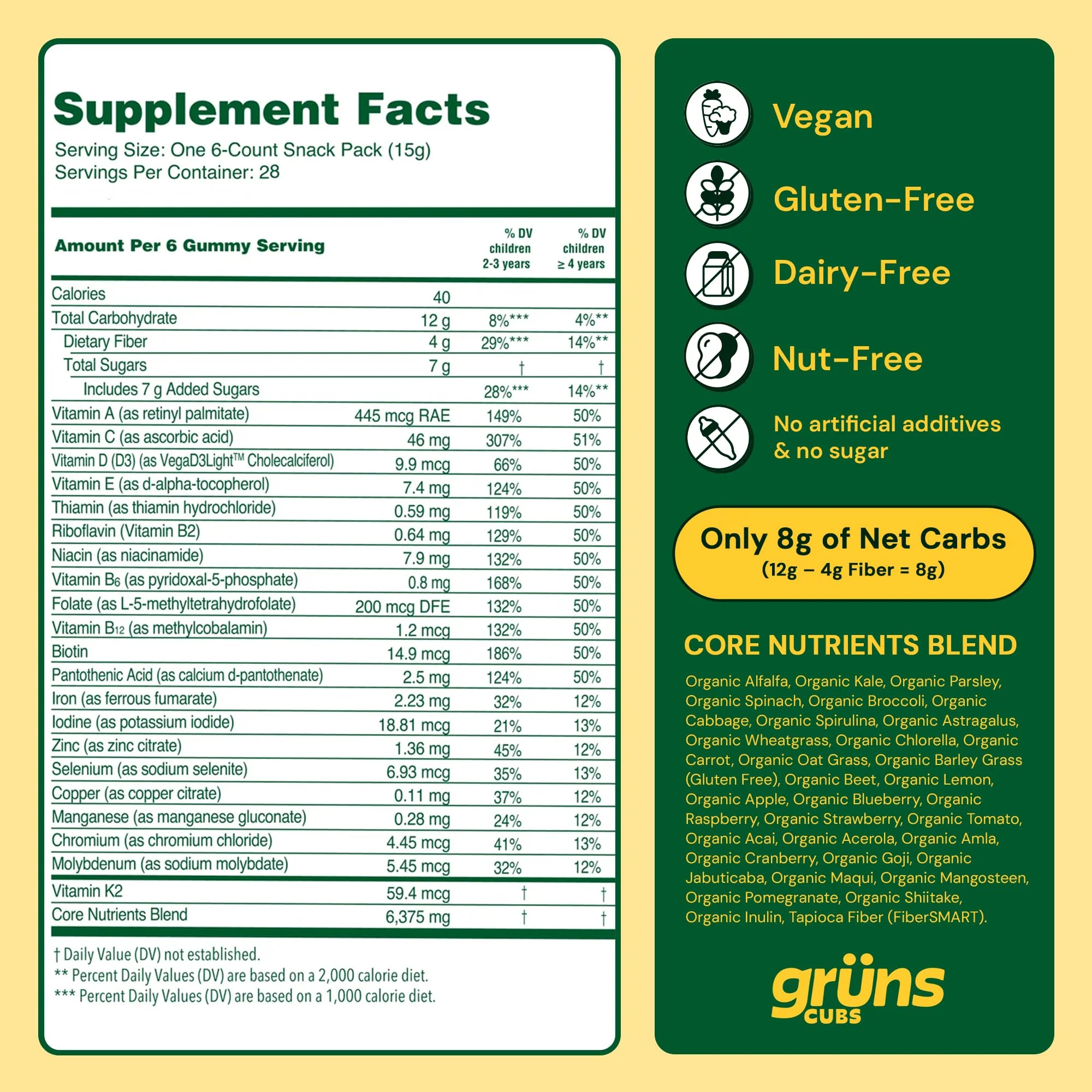 Grüns Kids Multivitamin Gummies – 20+ Vitamins & Minerals, Super Greens with Spirulina & Prebiotics | 28ct - Image 7