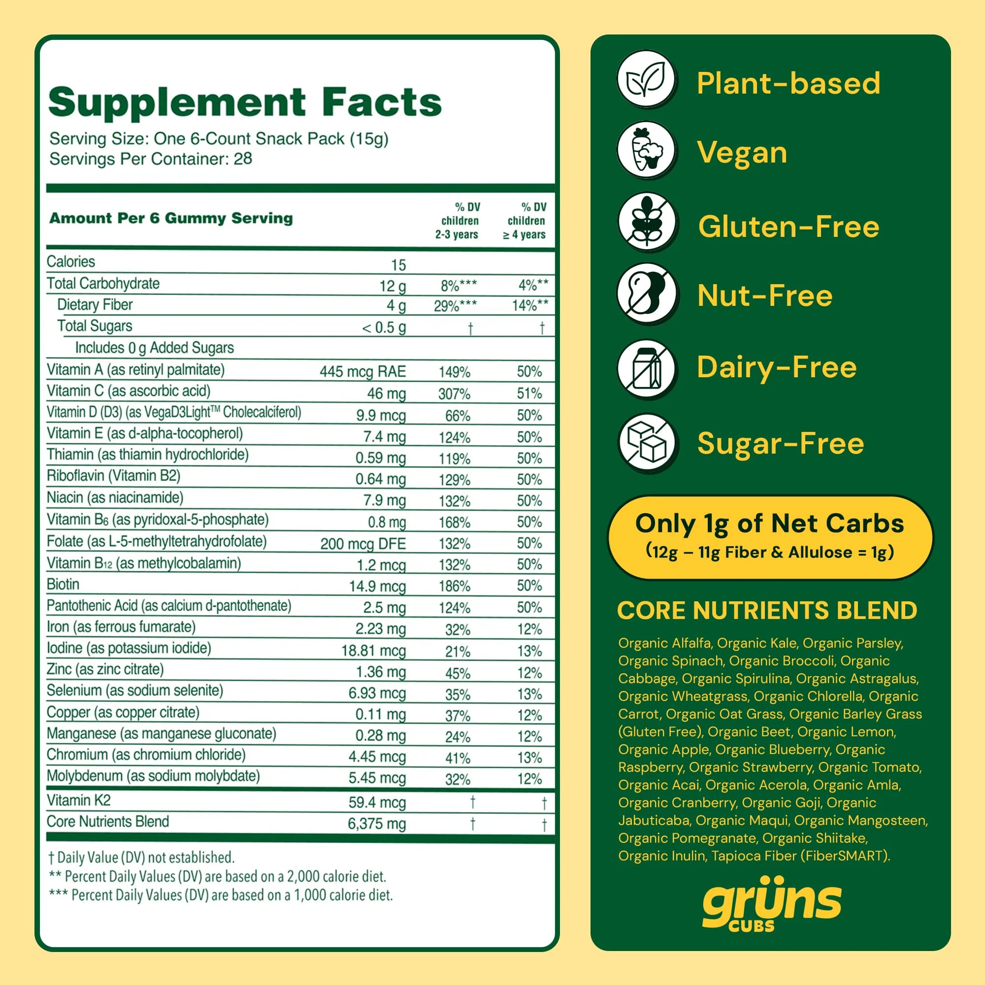 Grüns Multivitamin for Kids – Sugar-Free Super Greens Gummies, 20+ Vitamins & 60 Ingredients, 28 ct - Image 8