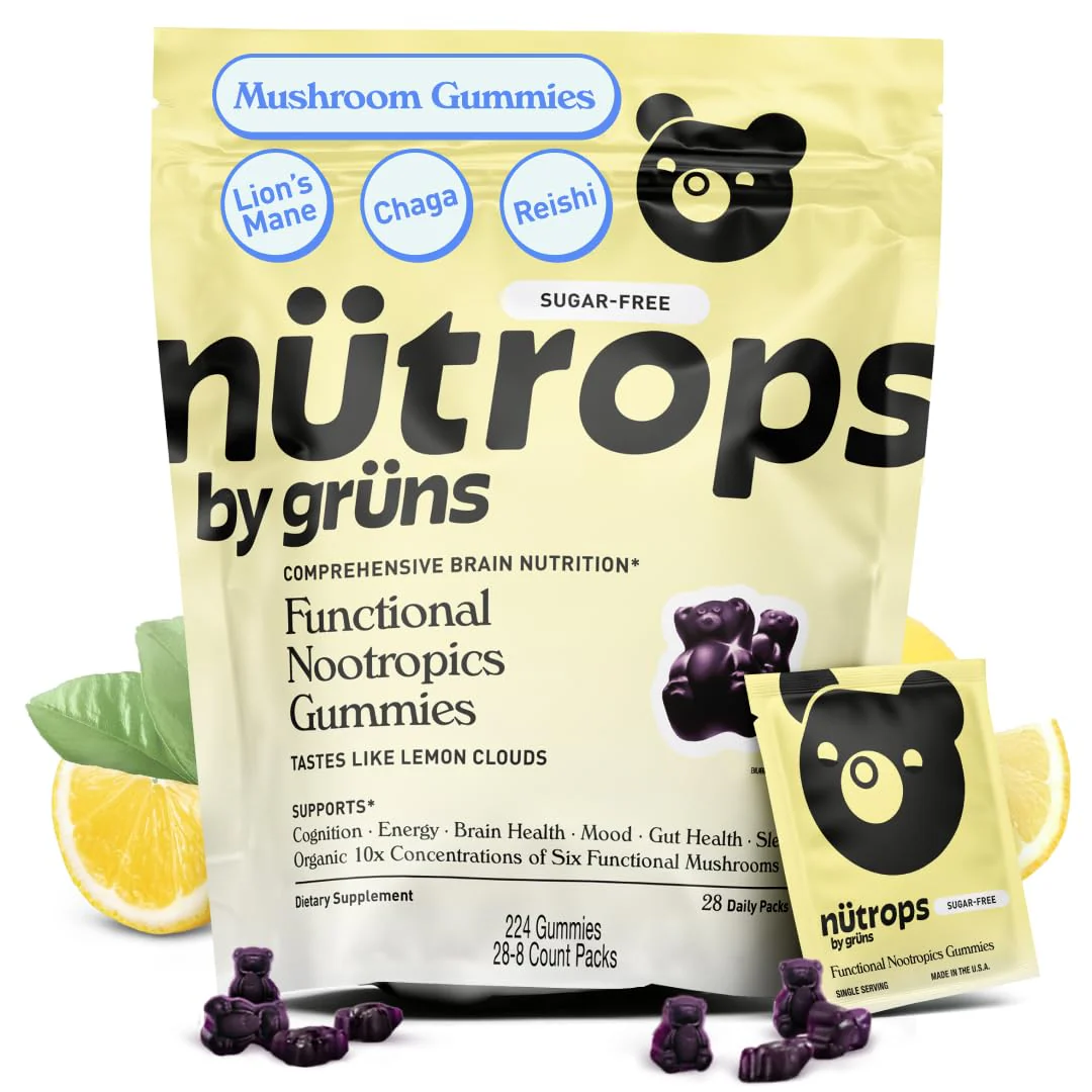 Grüns Nutrops Sugar-Free Lions Mane Gummies — Focus, Energy & Brain Health (28 Day Supply) - Image 9