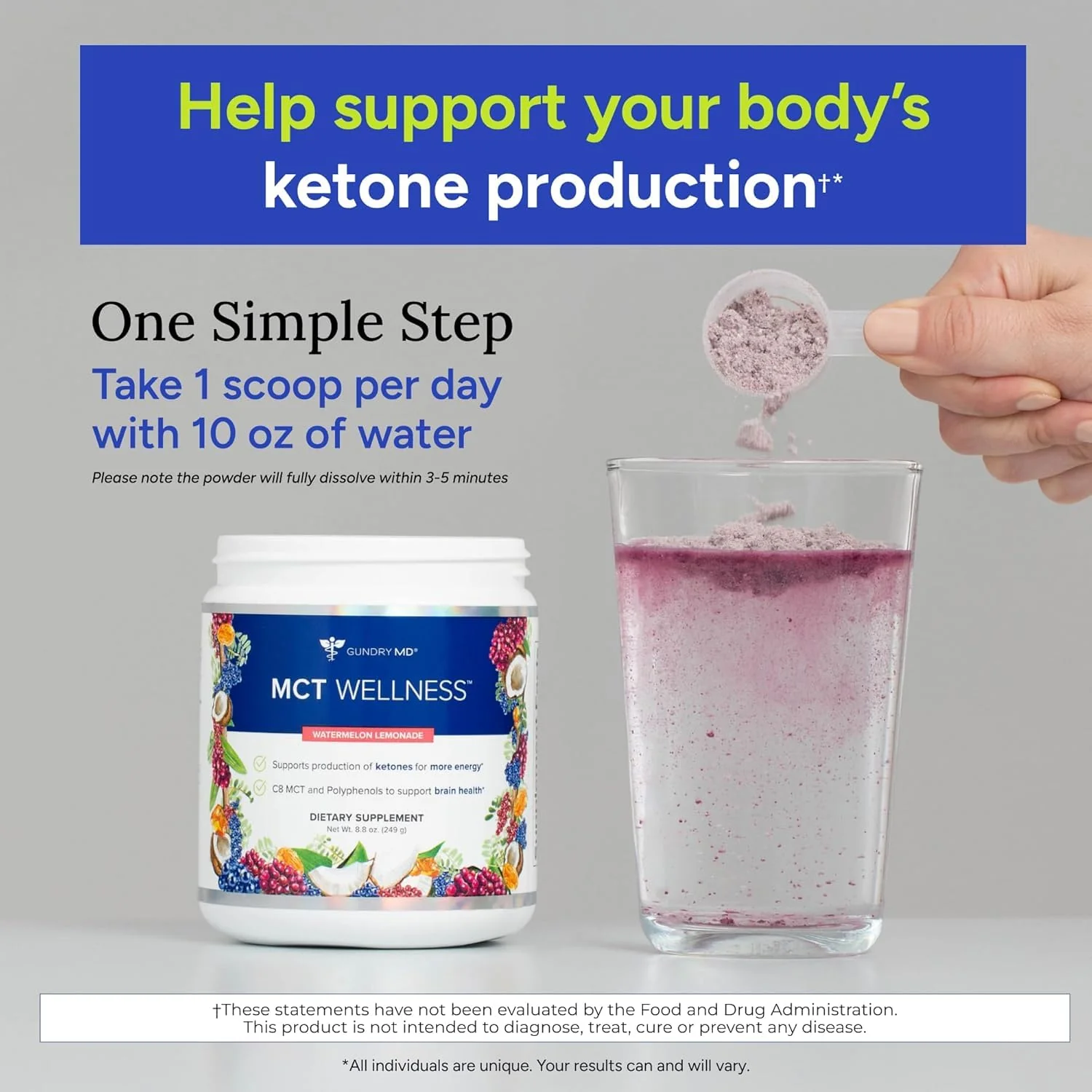 Gundry MD MCT Wellness Powder – Energy, Ketone Support, Brain Health, Sugar Free | Watermelon Lemonade, 90 Day Supply - Image 10