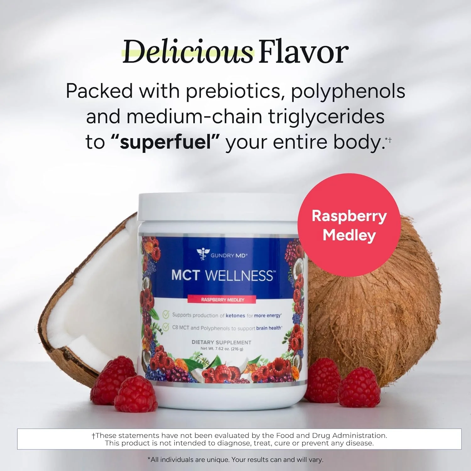 Gundry MD MCT Wellness Powder Raspberry Medley – Energy, Ketone Support, Sugar Free (90 Day Supply) - Image 4