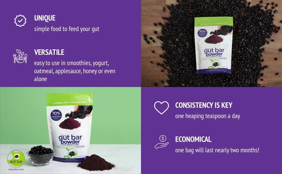 GUT BAR Aronia Powder | Aronia Berry Powder | 52 Servings | Digestive Support & Gut Health - Image 8