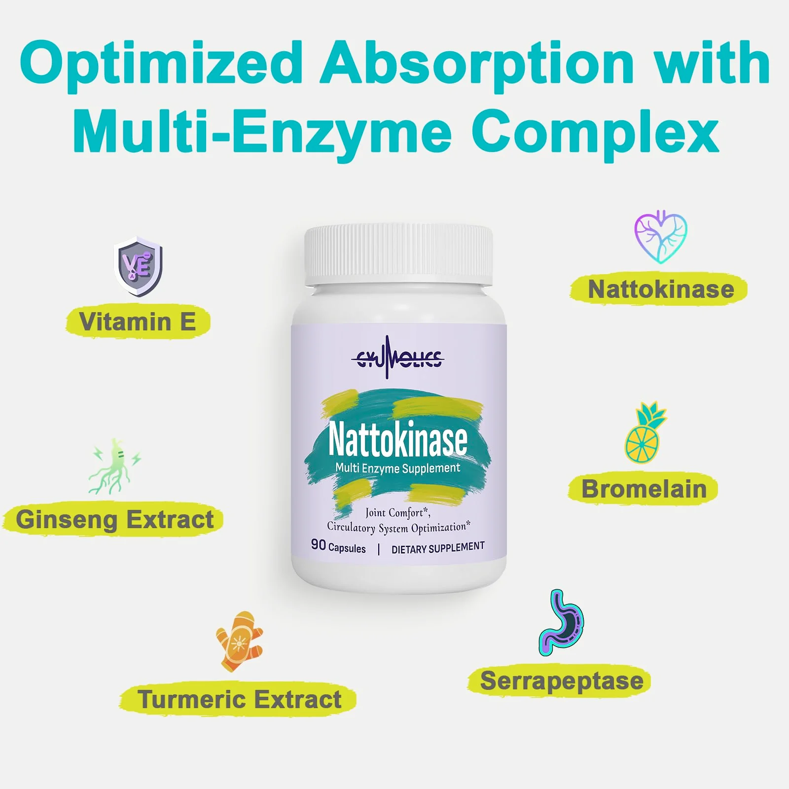 Gyumolics Nattokinase 10000FU – Organic Enzyme Blend for Movement Comfort, 180 Capsules - Image 3