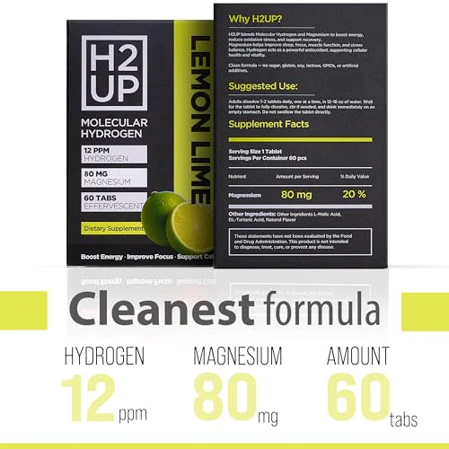H2UP Sugar-Free Hydrogen Tablets – 60 Count | 12 PPM Hydrogen with Magnesium - Image 2