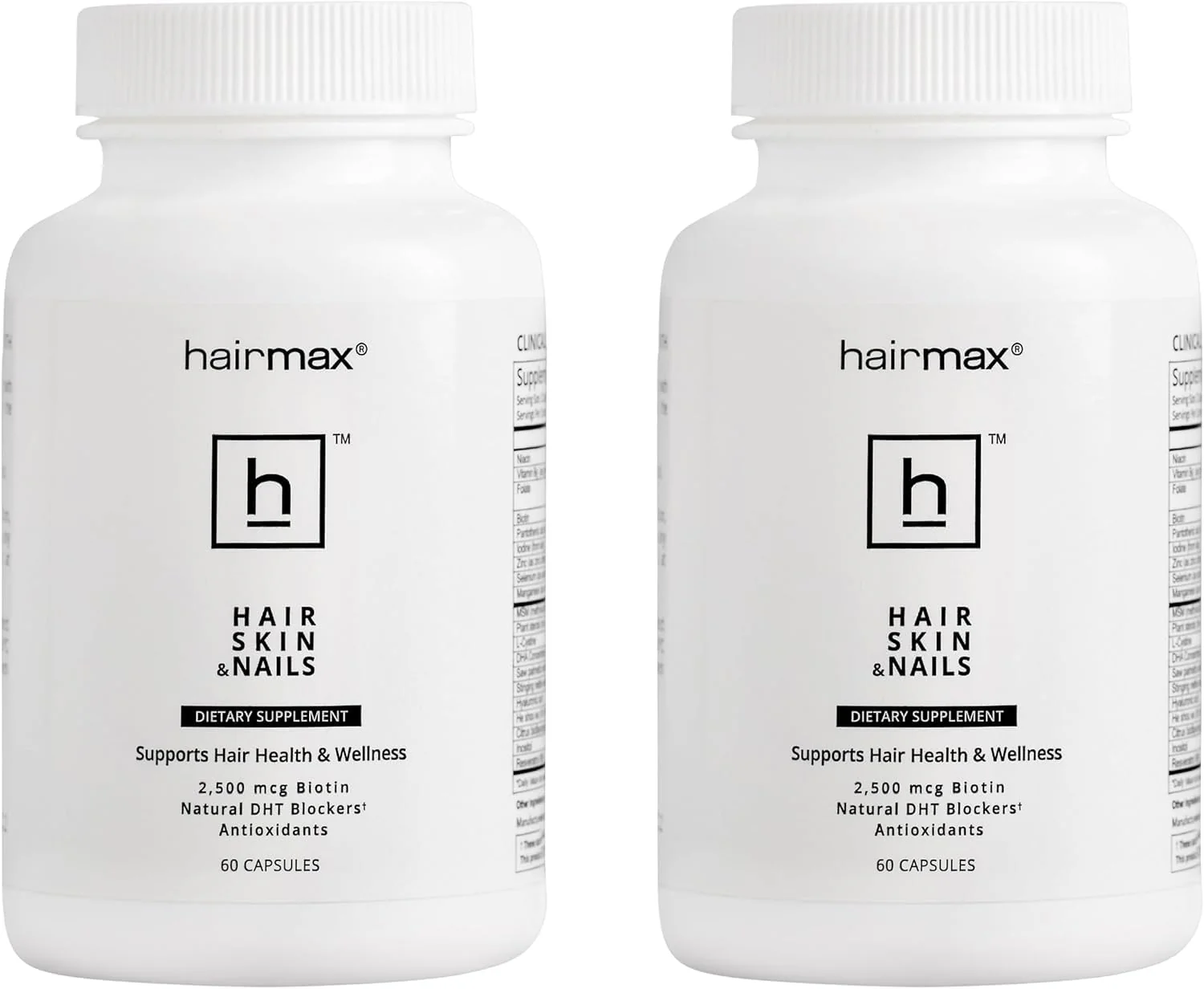 Hairmax Hair, Skin & Nails Supplement – Hair Loss & Regrowth (2 Bottles)