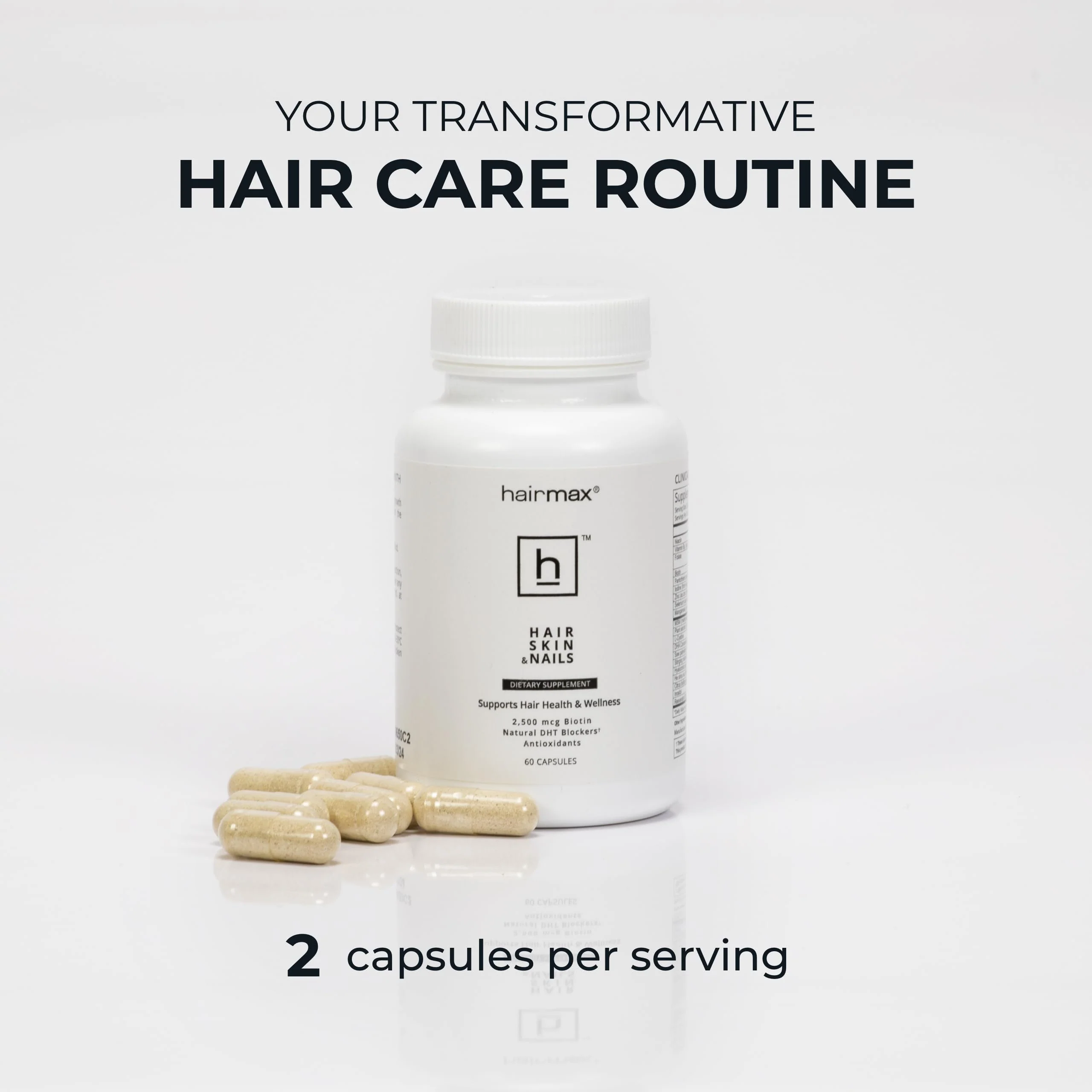 Hairmax Hair, Skin & Nails Supplement – Hair Loss & Regrowth (2 Bottles) - Image 3
