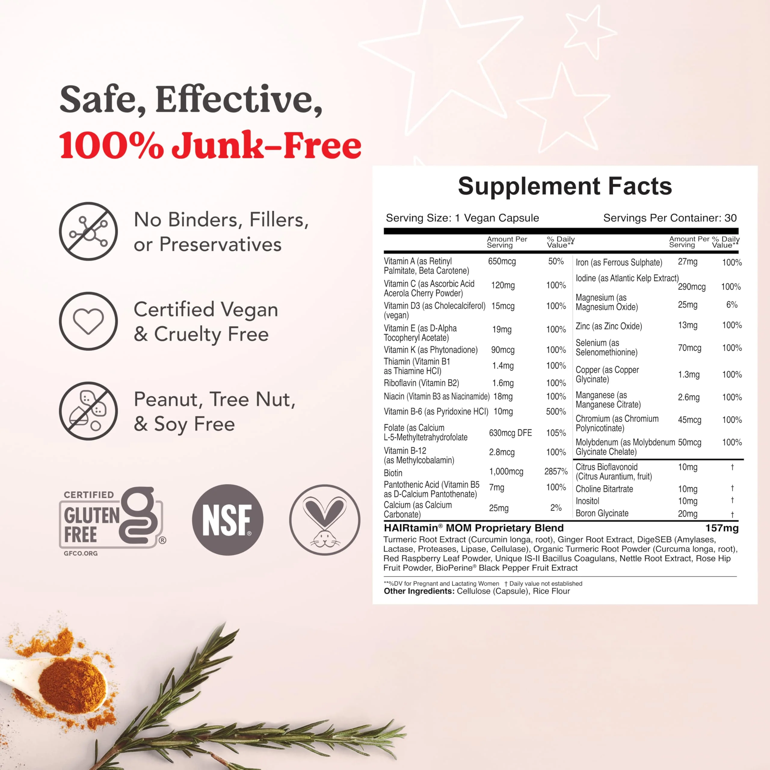 HAIRtamin MOM Vegan Prenatal & Postnatal Multivitamin – Hair, Nails & Skin Support | 3-Pack - Image 7