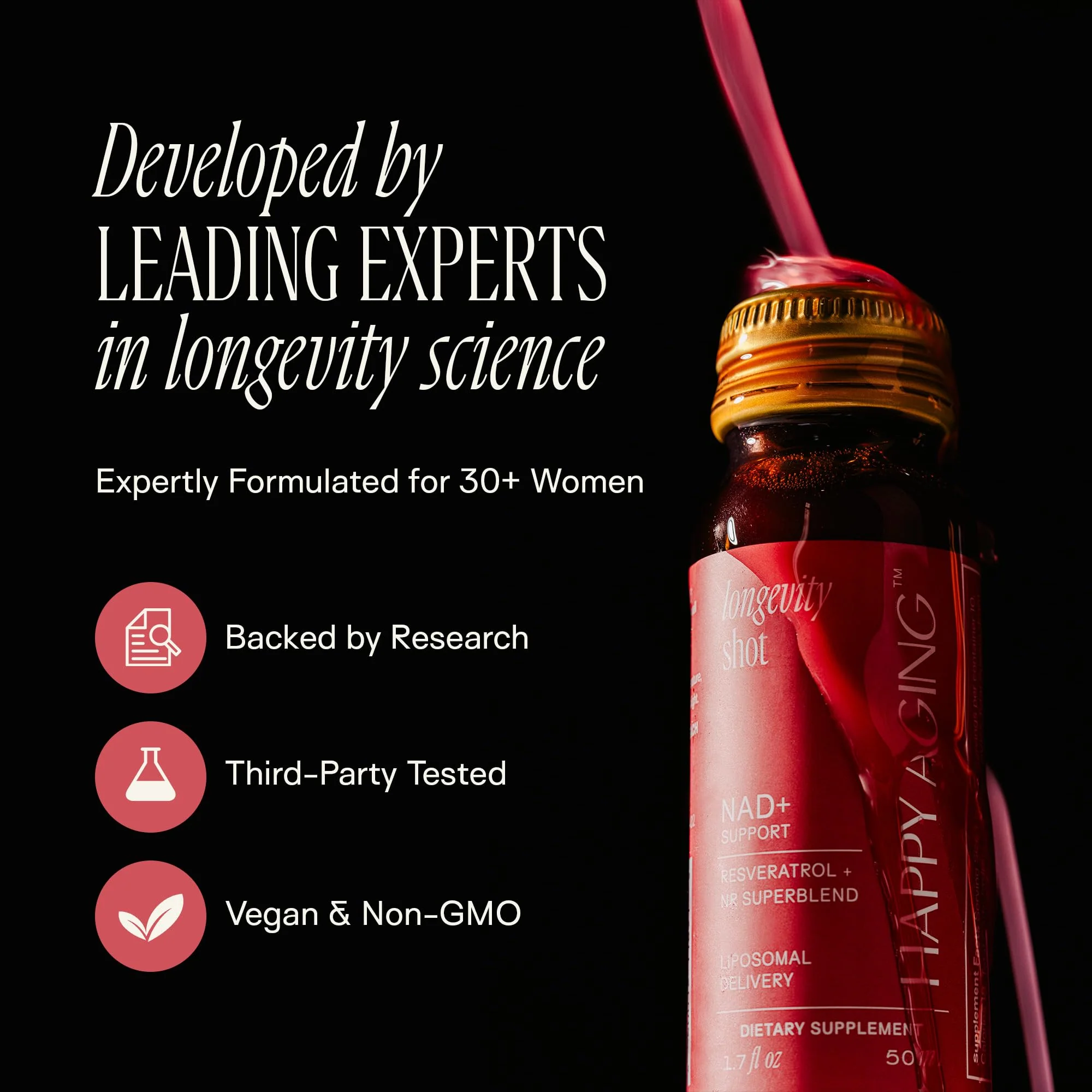 Happy Aging Liquid NAD+ Shot – Liposomal NR, Resveratrol, Antioxidants | 10 Shots - Image 13