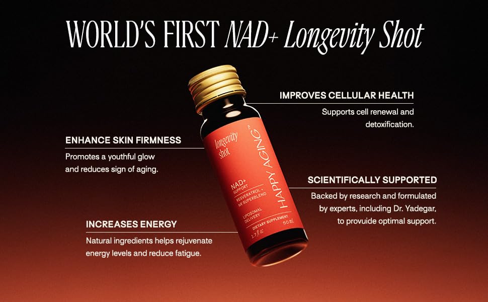 Happy Aging Liquid NAD+ Shot – Liposomal NR, Resveratrol, Antioxidants | 10 Shots - Image 6