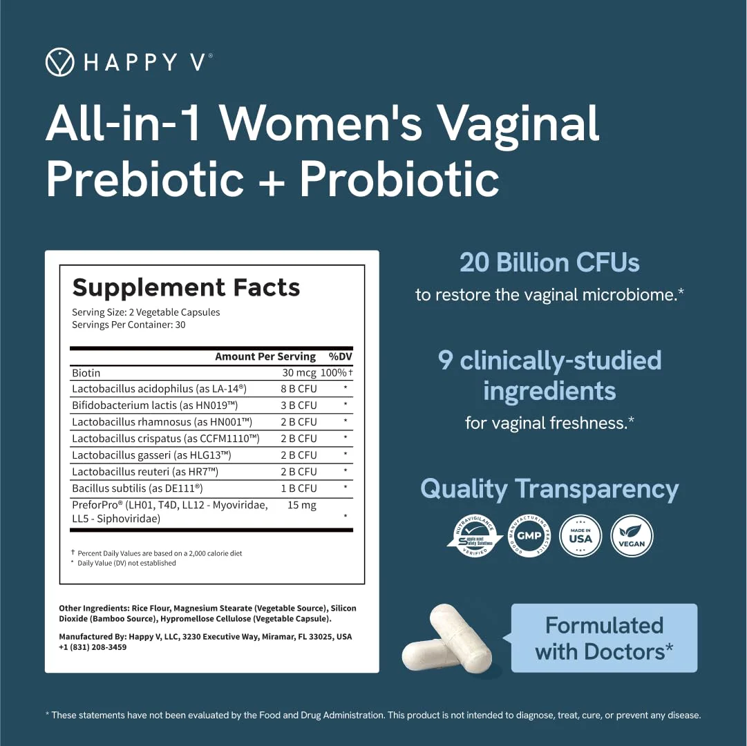 Happy V Dr. Formulated Vaginal Probiotics for Women – pH Balance, Urinary & Gut Support - Image 6