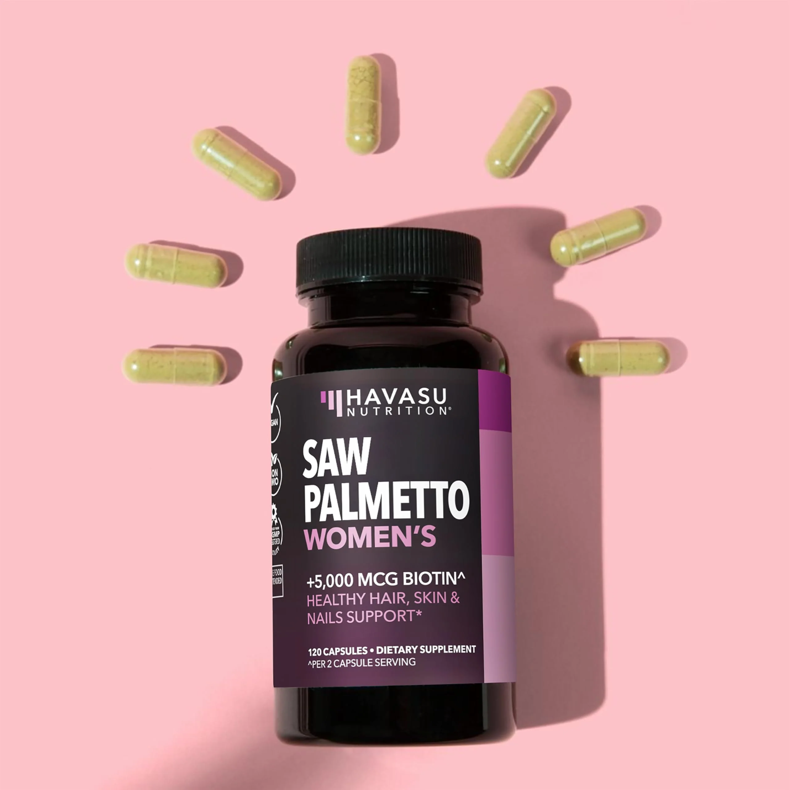 HAVASU Nutrition Saw Palmetto with Biotin 5000mcg - Vegan, Non-GMO DHT Support for Hair, Skin & Nails - 120 Count - Image 9