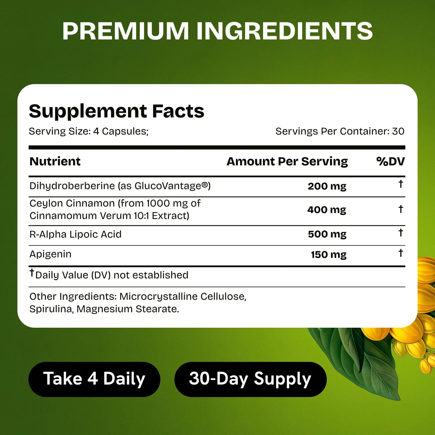 HealMeal Dihydroberberine Supplement - Enhanced Absorption Berberine with Cinnamon & R Alpha Lipoic Acid - 240 Caps (2 Packs) - Image 15